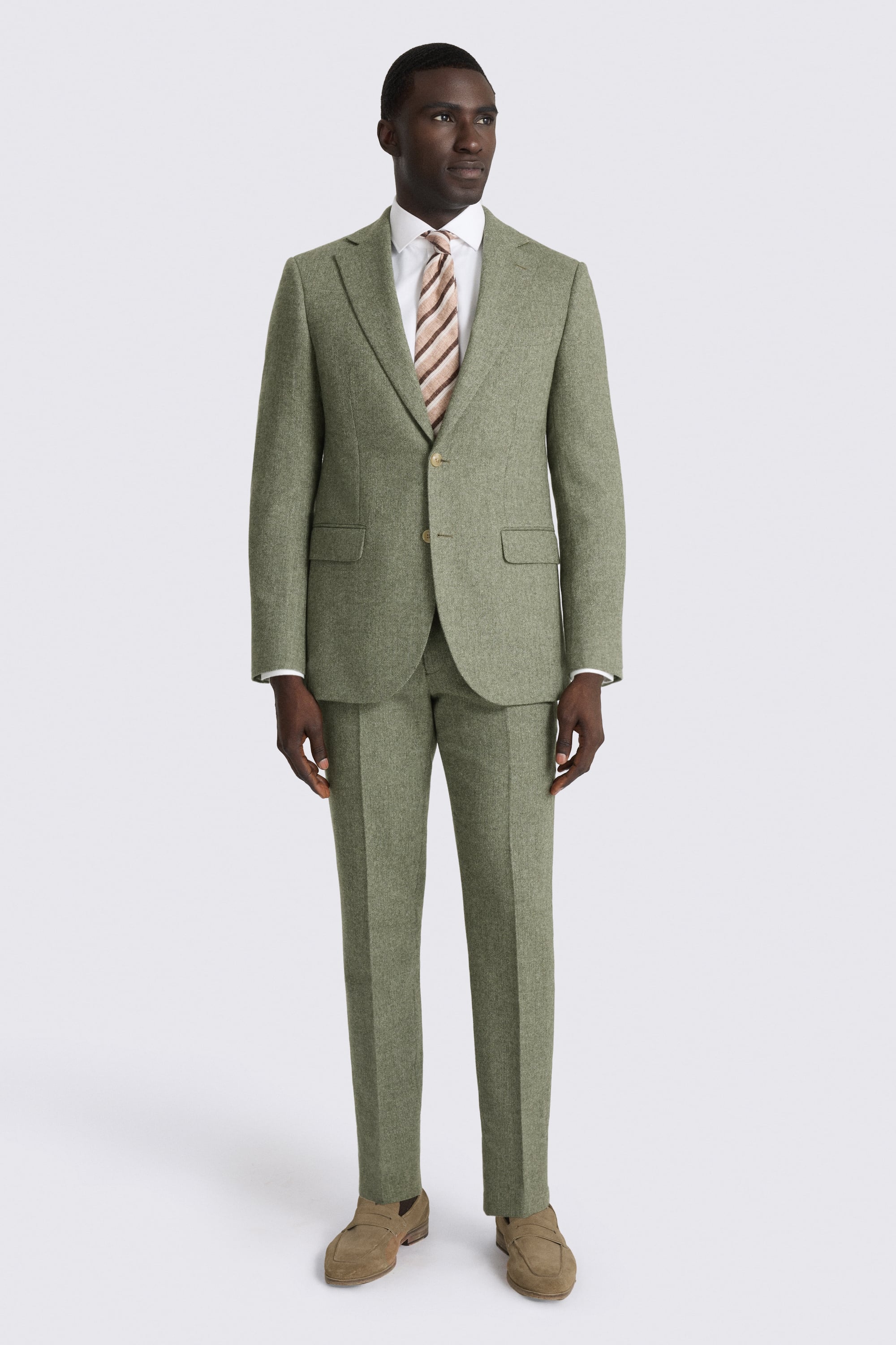 Tailored Fit Sage Herringbone Suit