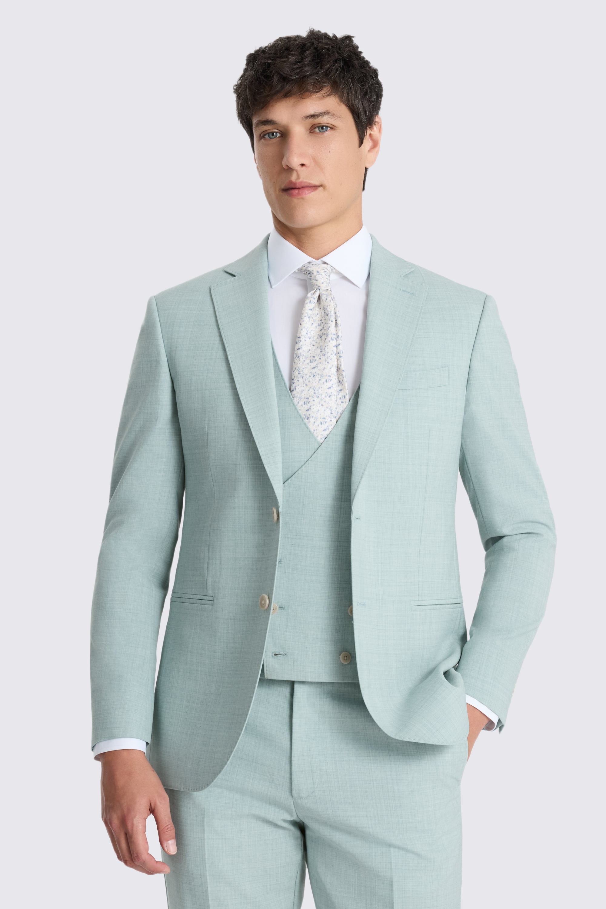 Slim Fit Aqua Marl Suit