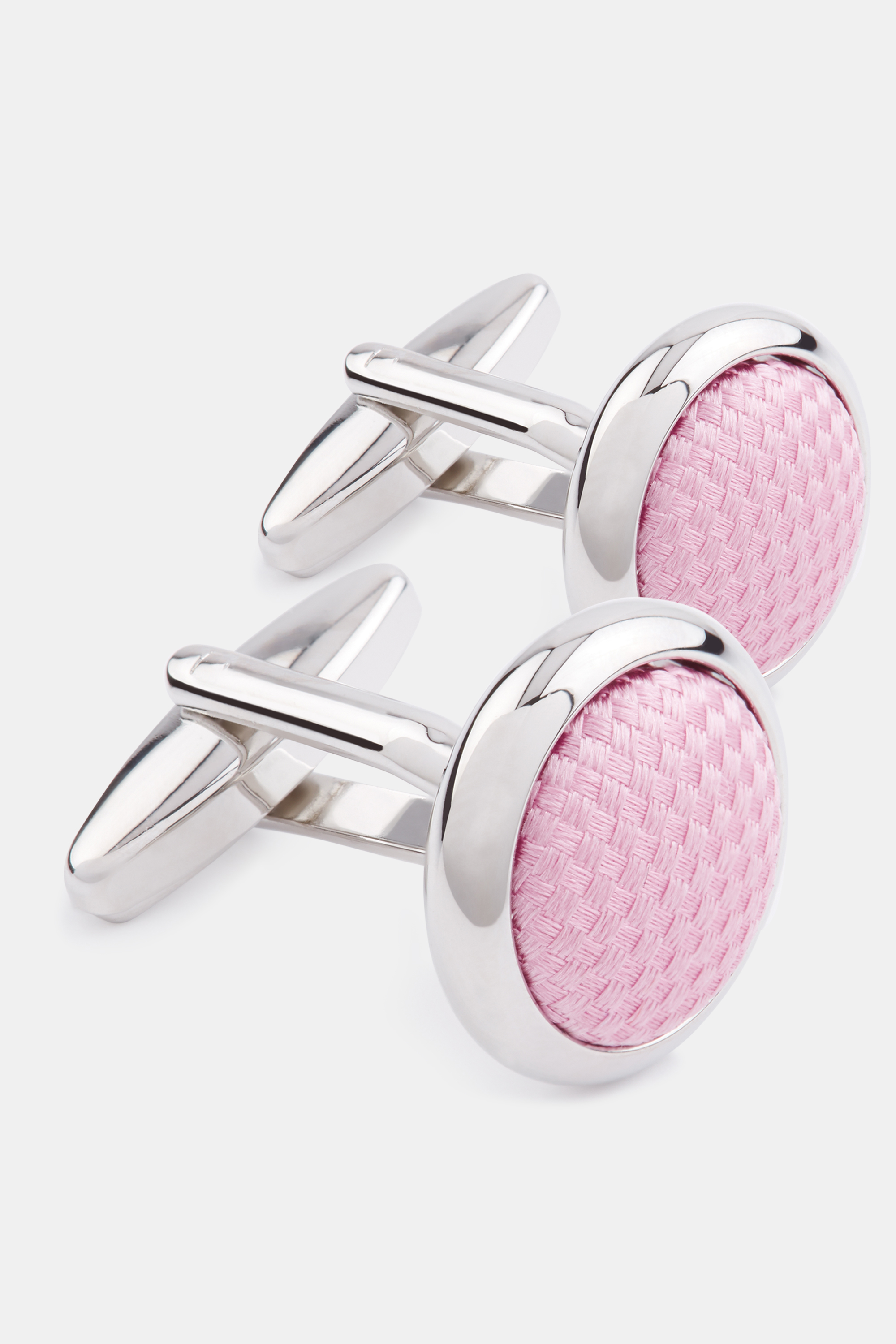 Silver with Pink Silk Cufflink