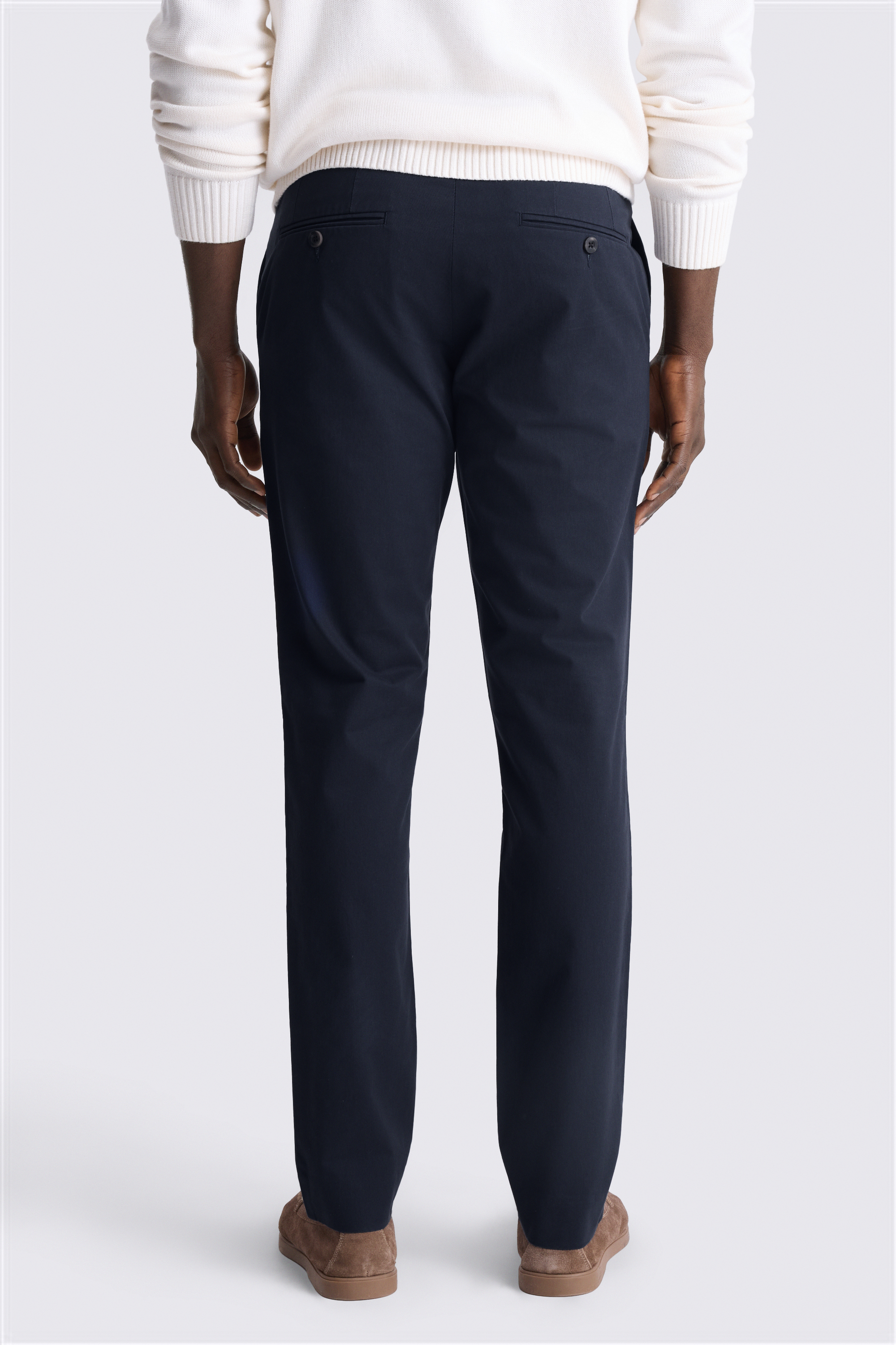 Slim Fit Navy Cotton-Stretch Chinos