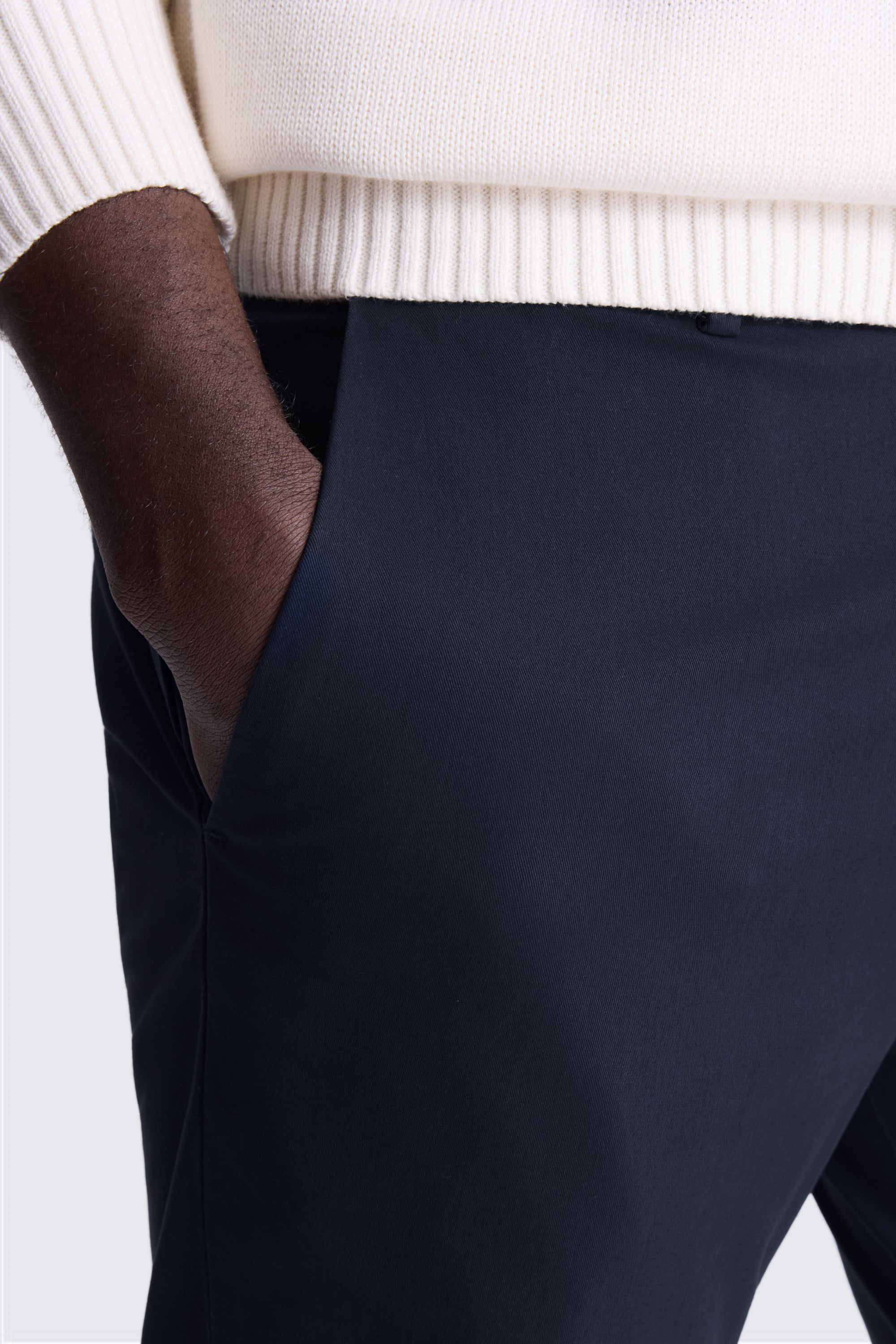 Slim Fit Navy Cotton-Stretch Chinos