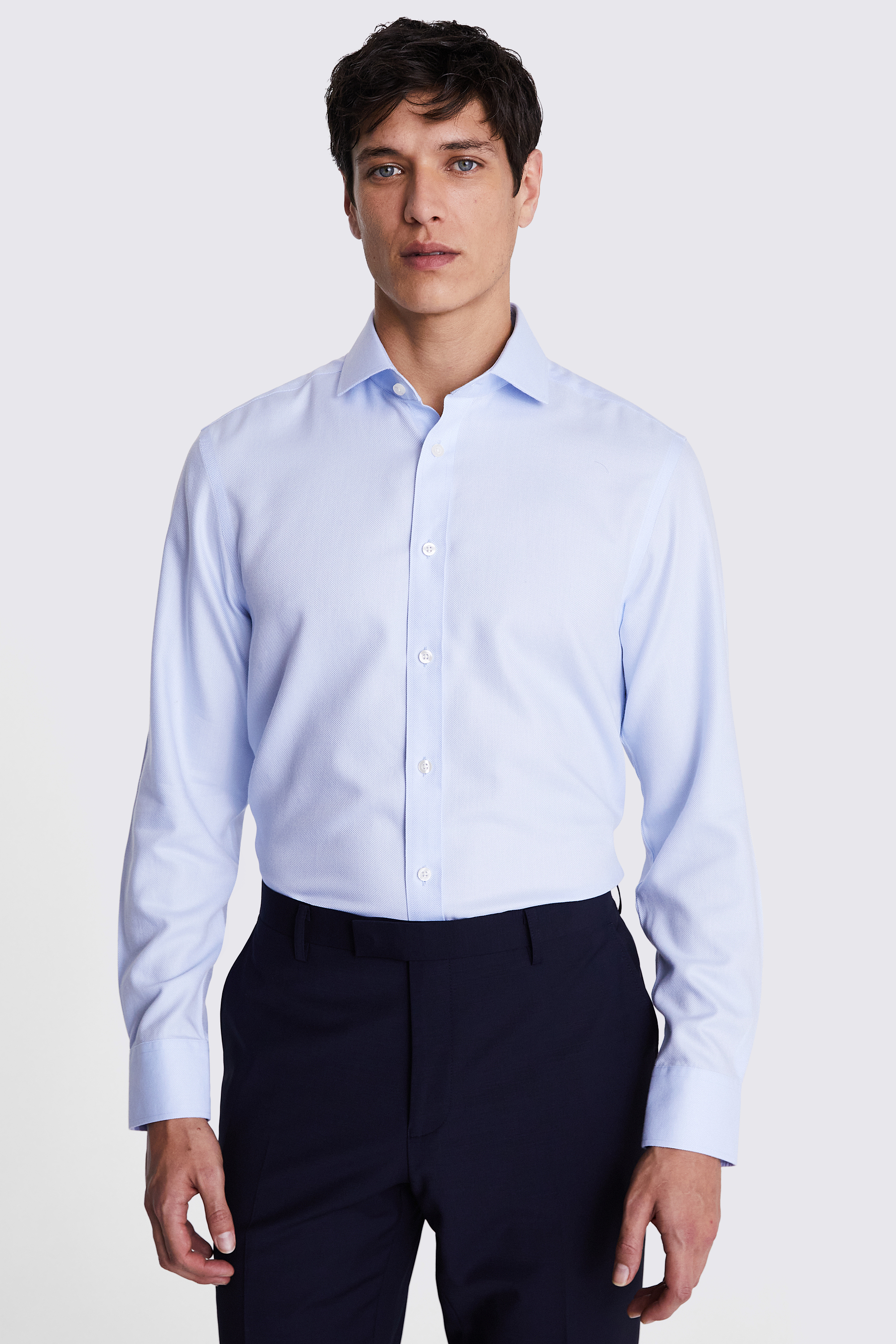 Tailored Fit Sky Textured Dobby Non-Iron Shirt | Buy Online at Moss