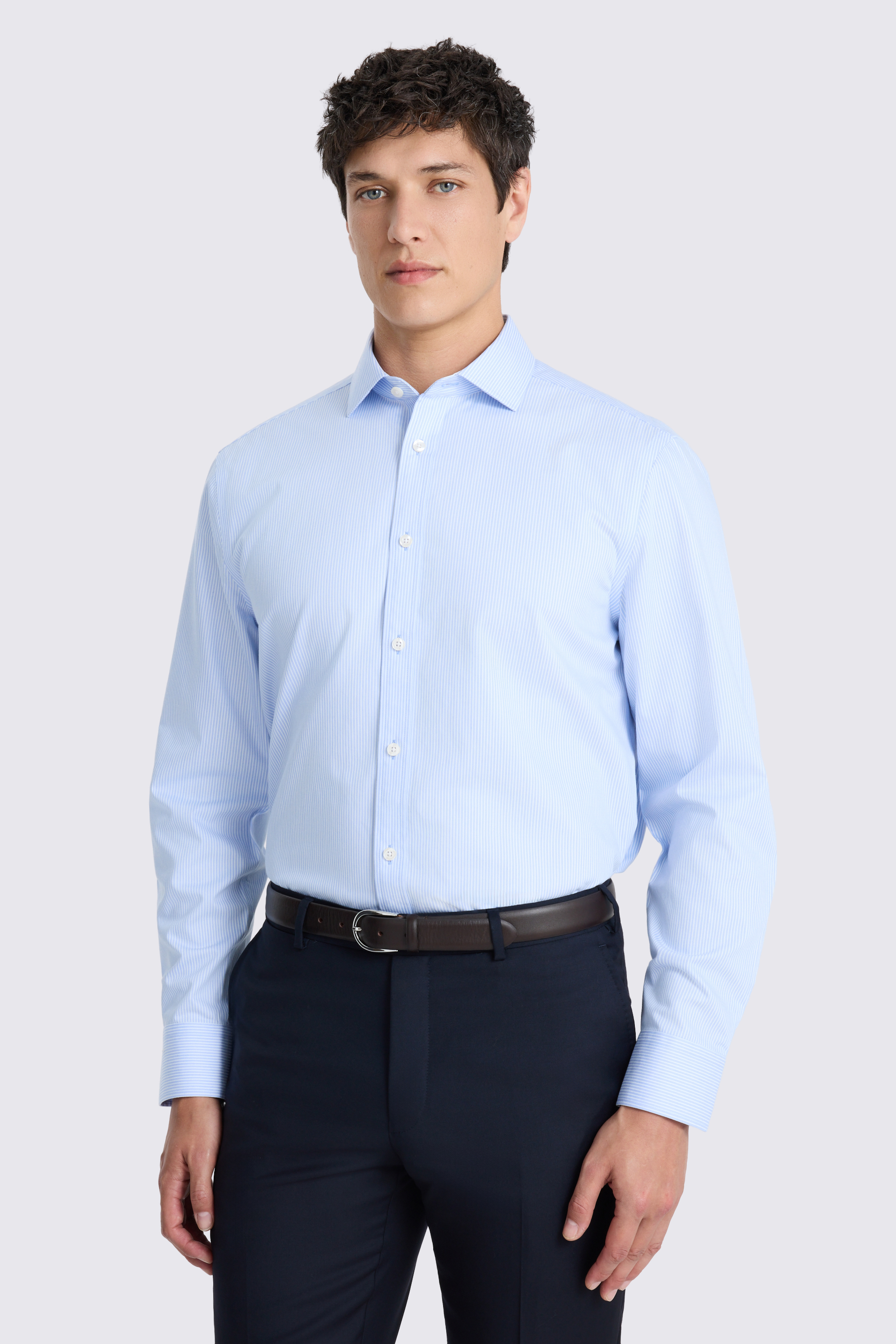 Regular Fit Sky Stripe Non Iron Cotton Shirt