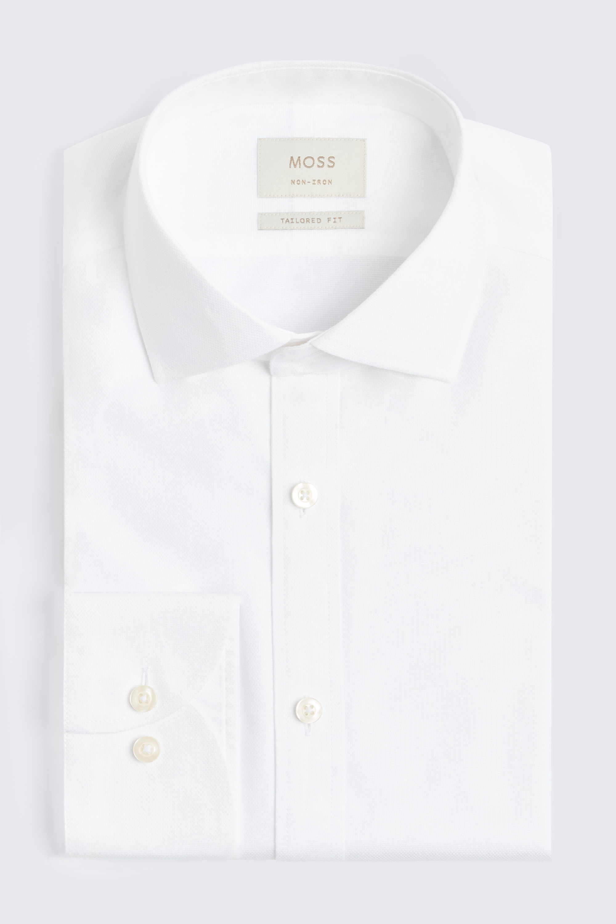 Tailored Fit White Royal Oxford Non Iron Cotton Shirt