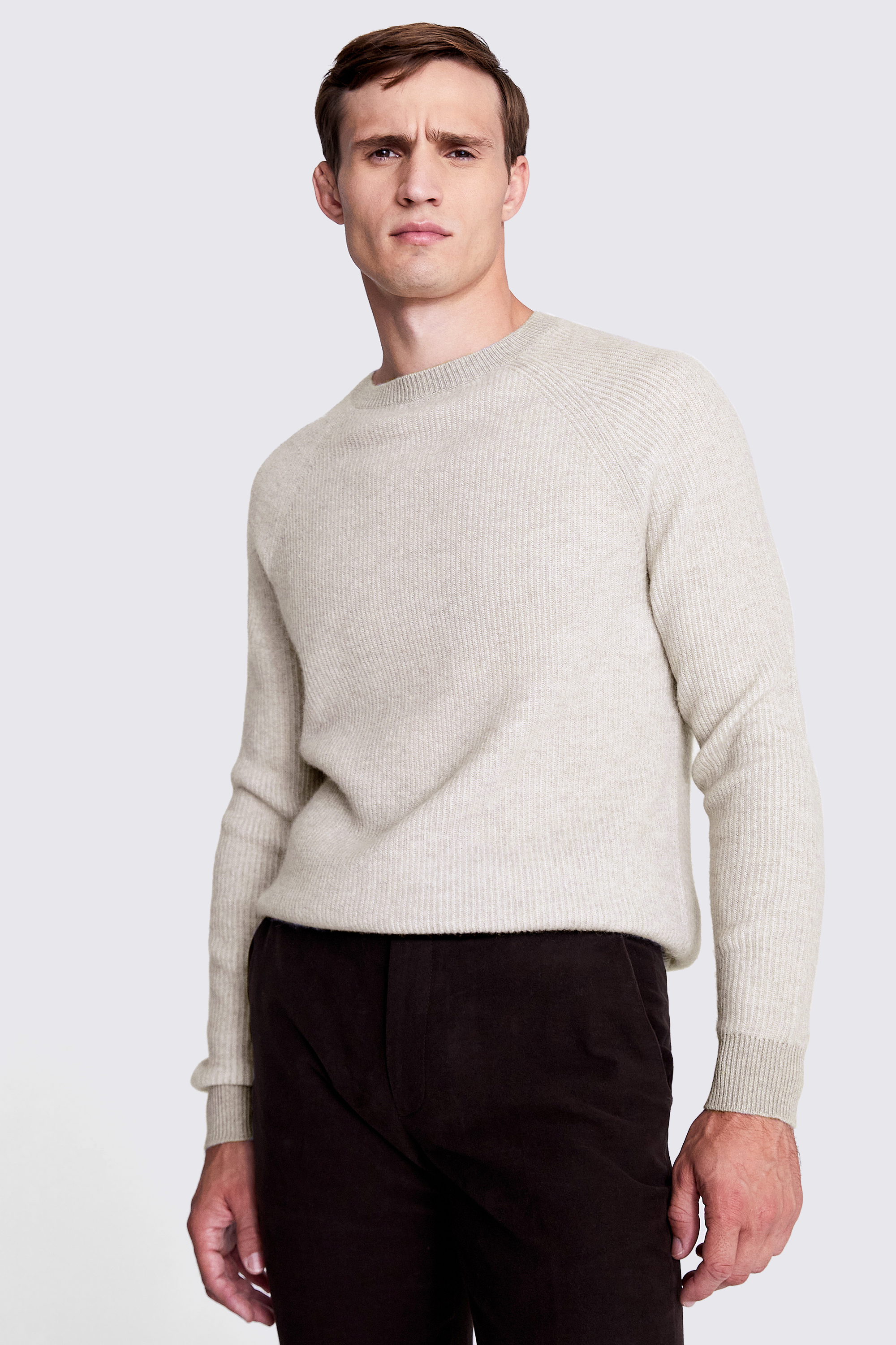 Oatmeal Cashmere Crew Neck Jumper | Buy Online at Moss