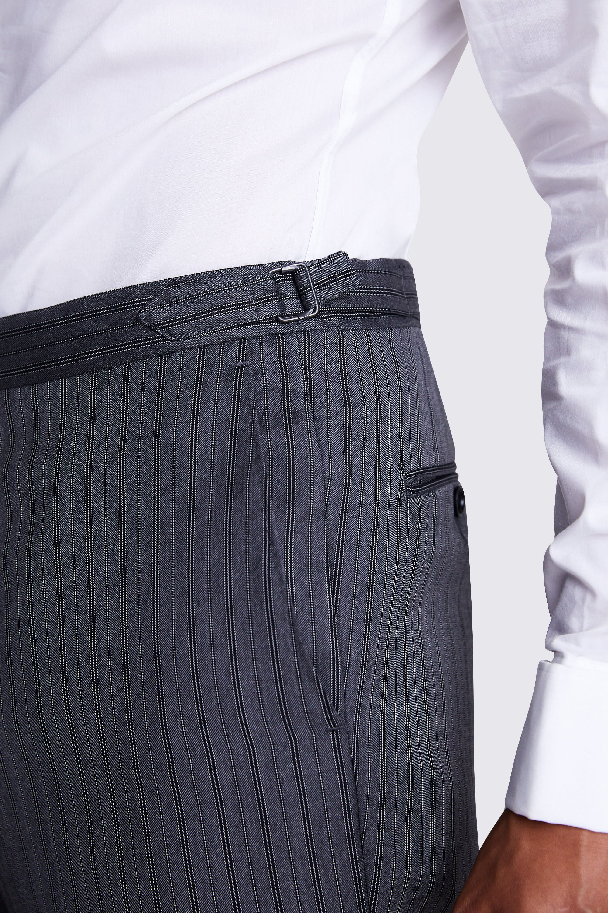 Italian Tailored Fit Grey Stripe Morningwear Trousers