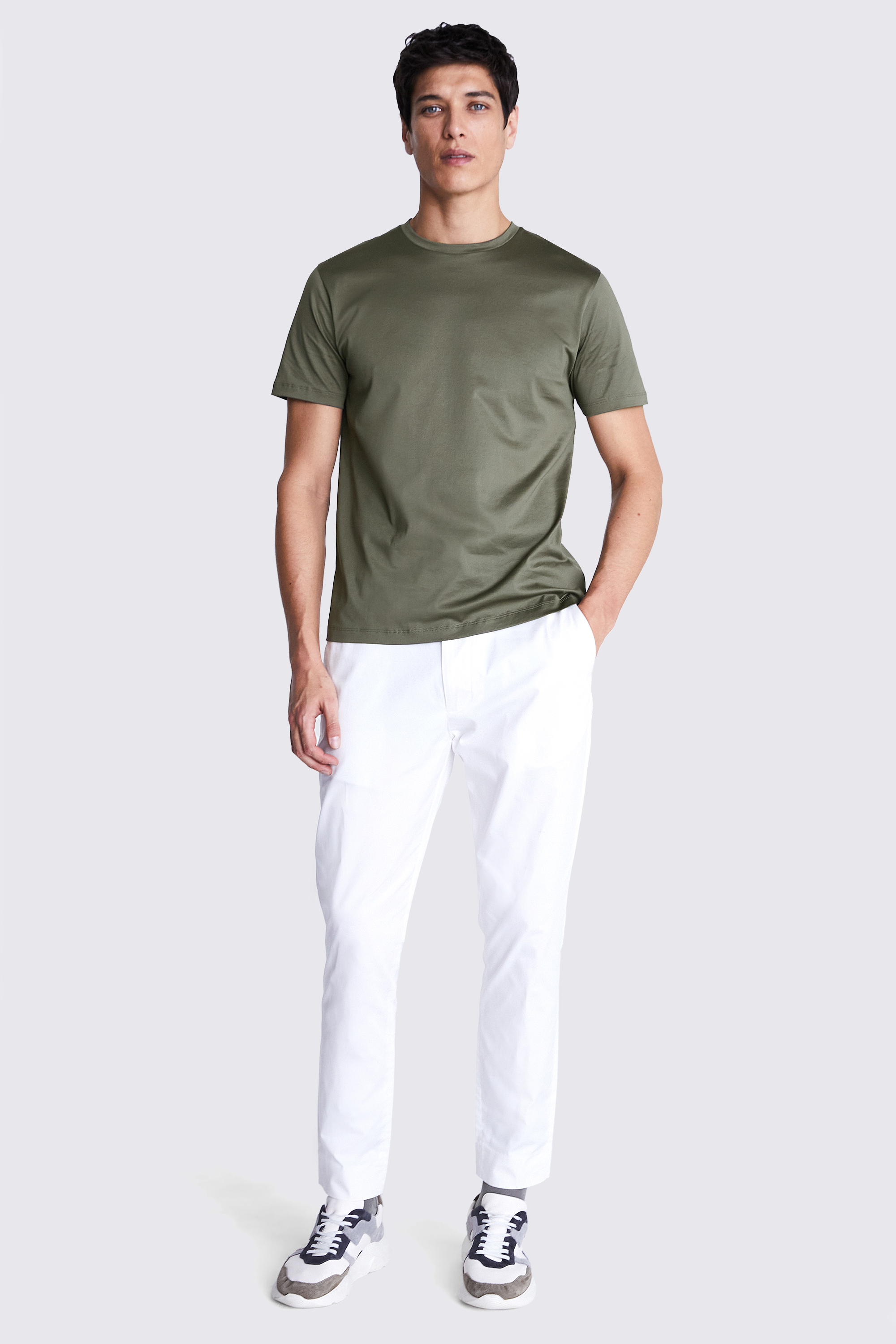 Khaki Mercerised Crew-Neck T-Shirt