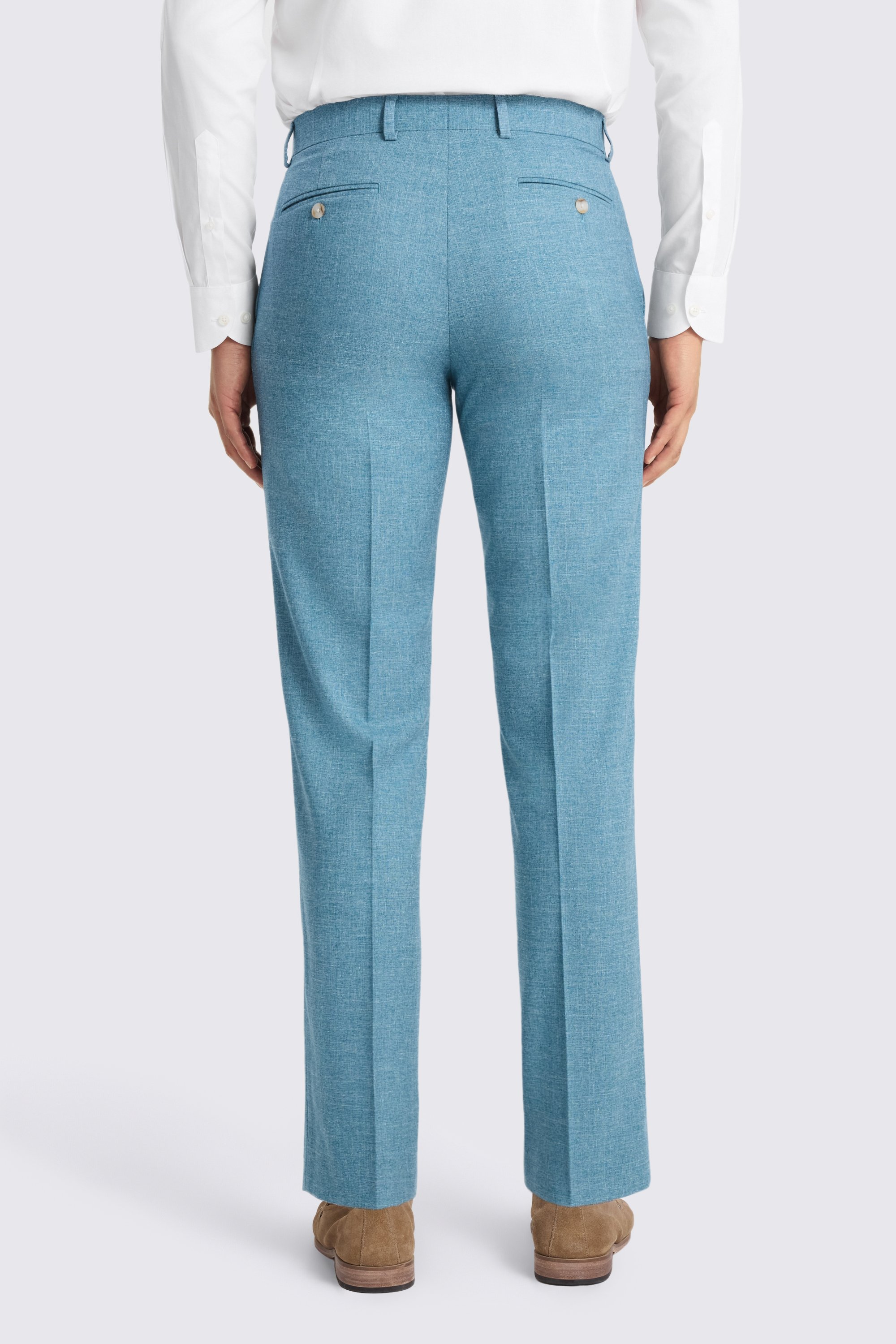 Tailored Fit Teal Slub Pants
