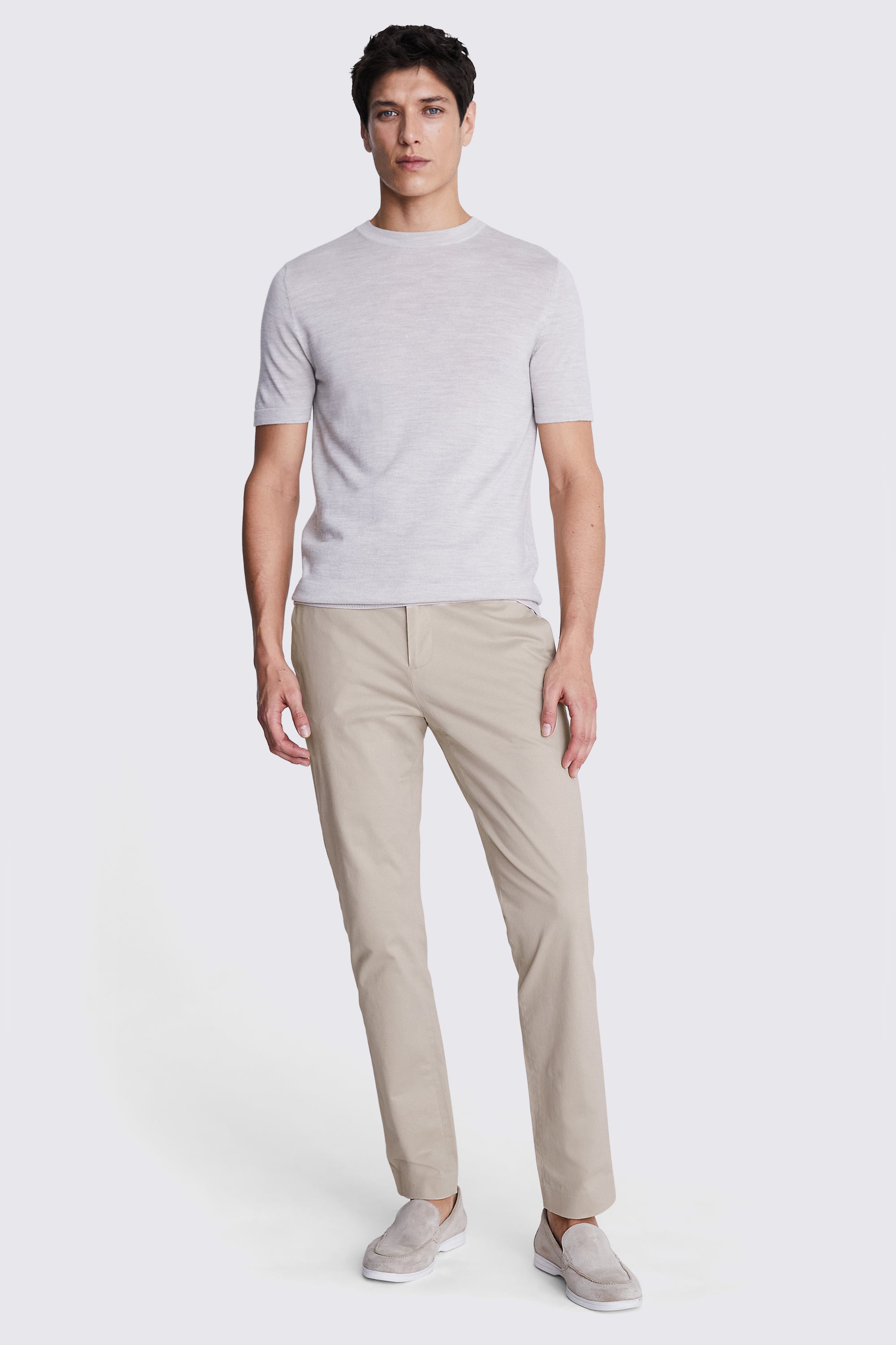 Slim Fit Stone Cotton-Stretch Chinos