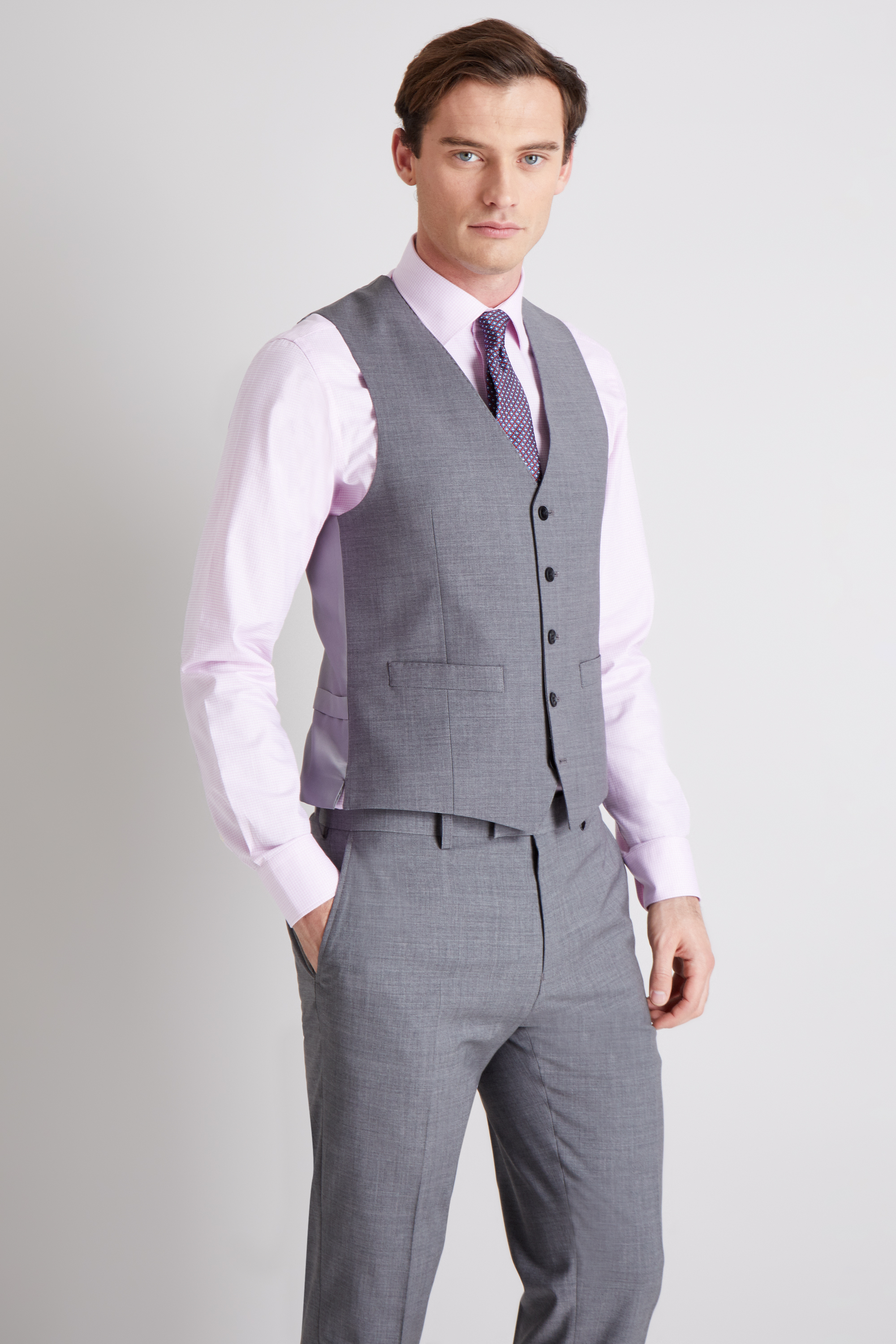 Moss 1851 Performance Tailored Fit Light Grey Waistcoat