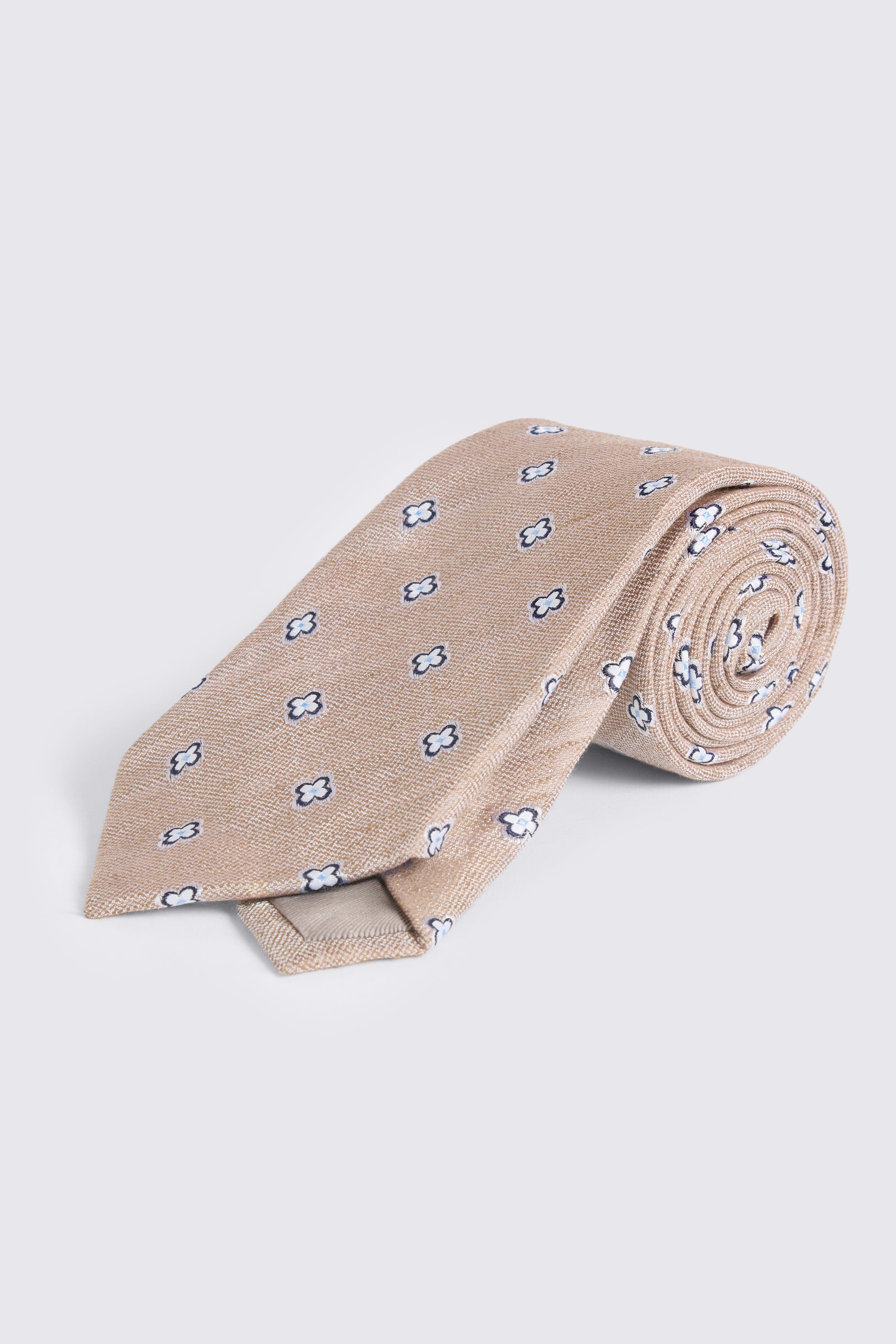 Neutral Navy Clover Medallion Linen & Silk Tie