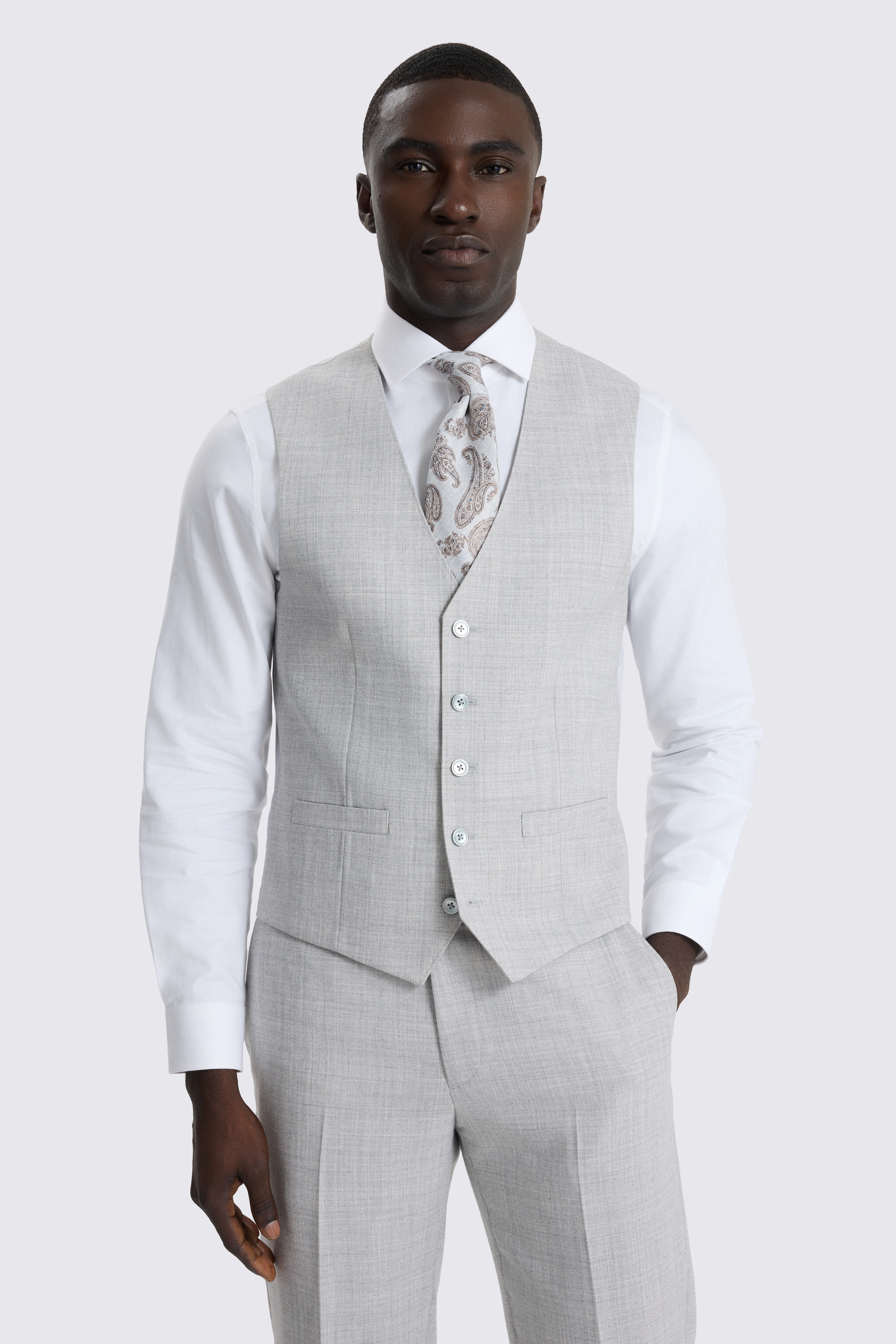 Slim Fit Light Grey Marl Suit
