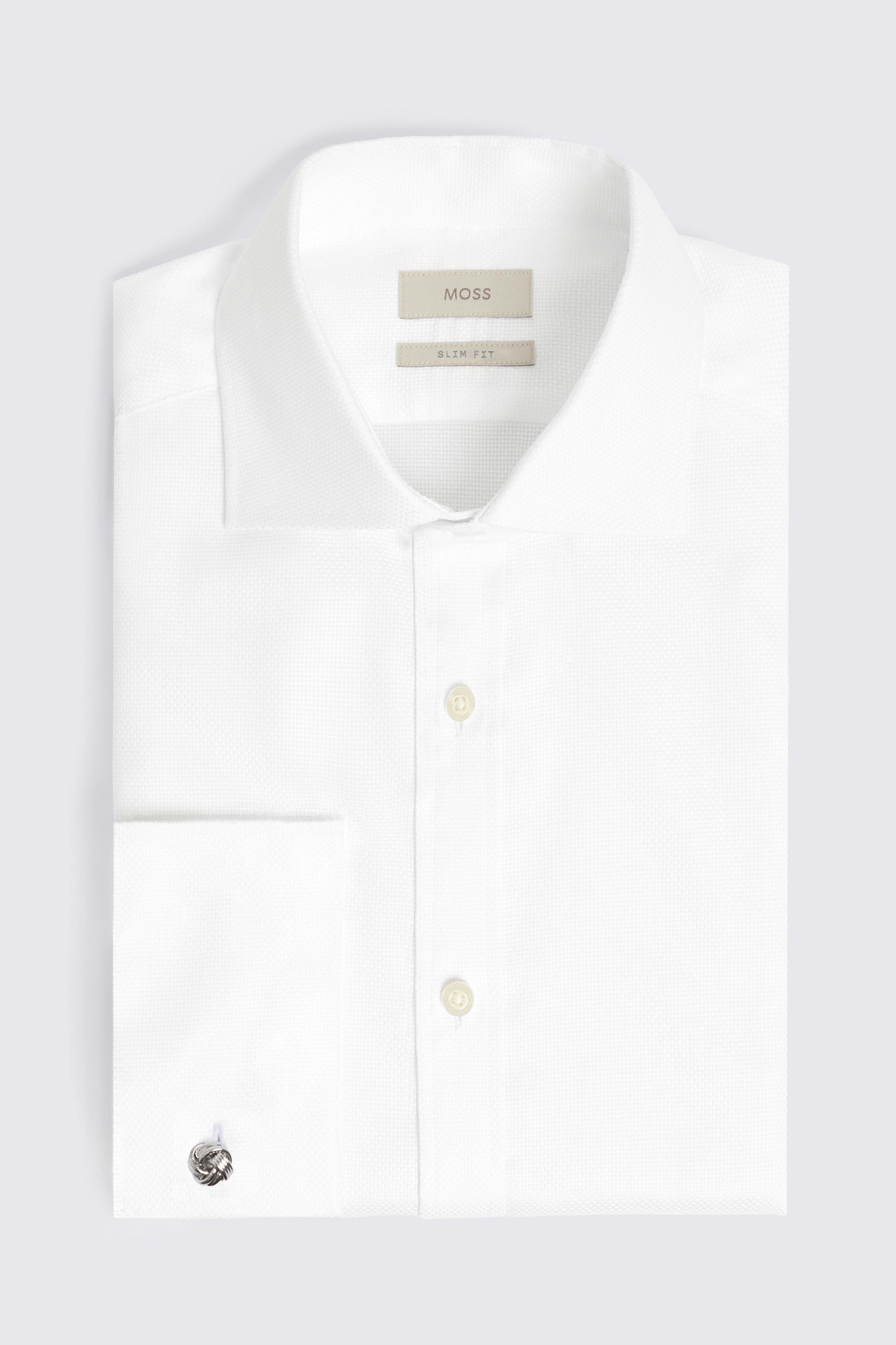 Slim Fit White Dobby Cotton Shirt