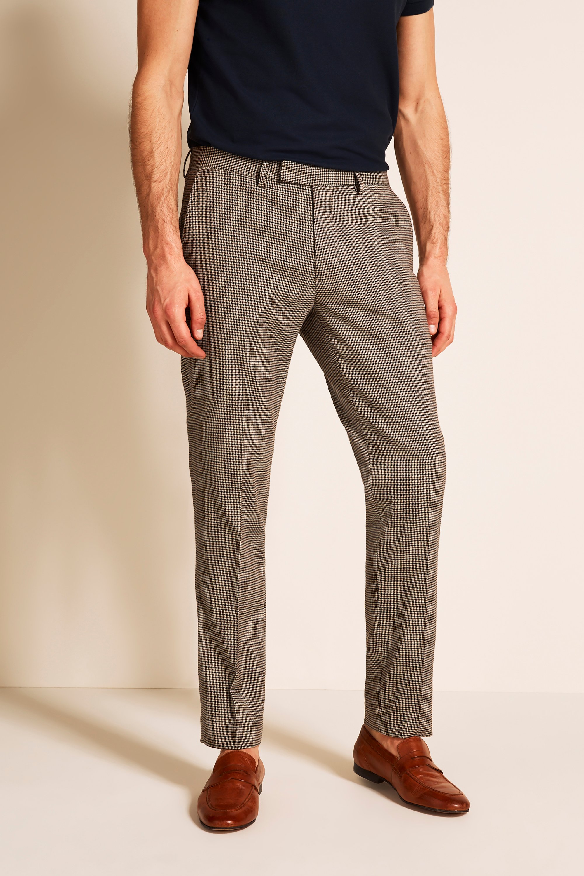 Slim Fit Oat Puppytooth Pants