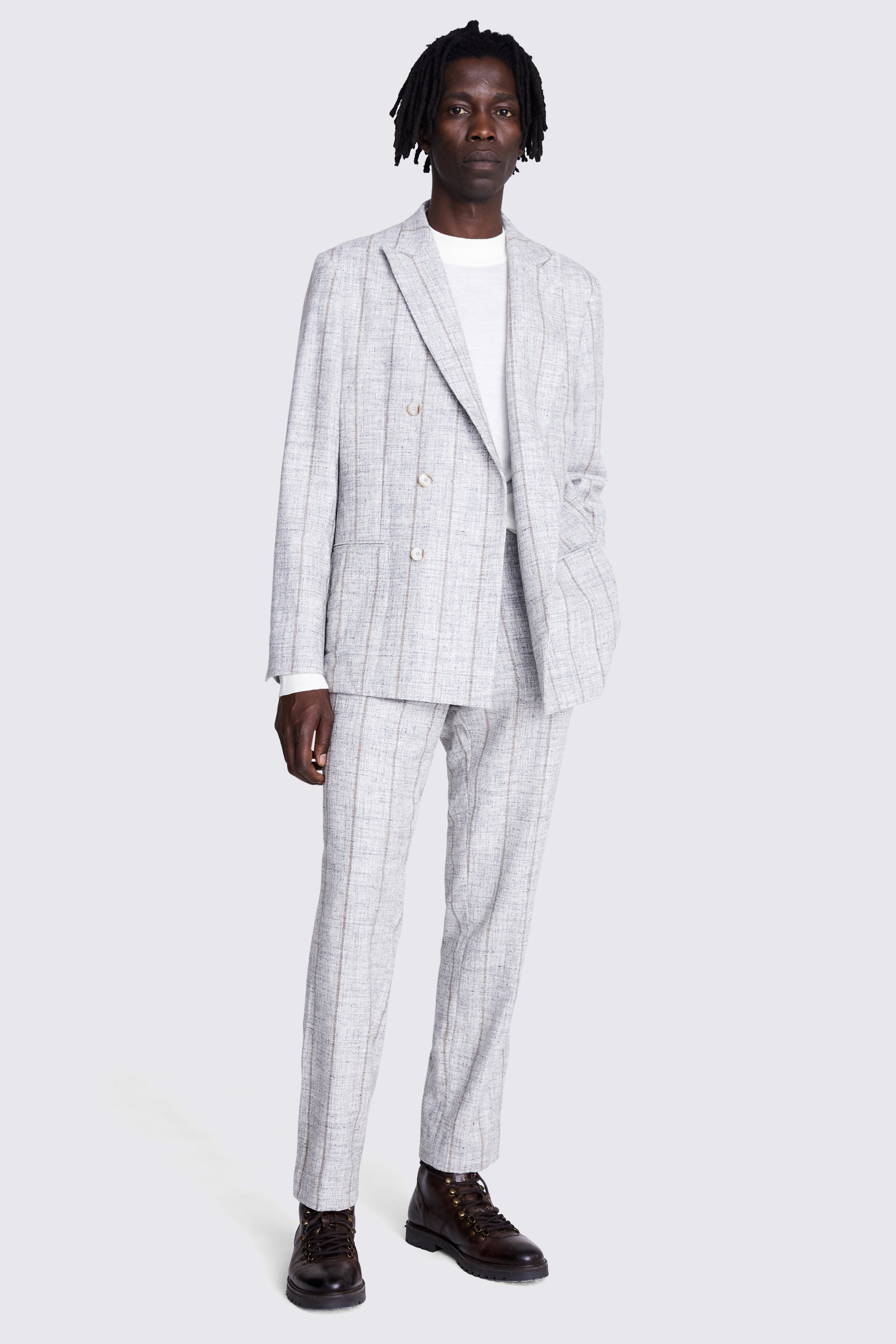 Italian Tailored Fit Light Grey Stripe Jacket | Buy Online at Moss