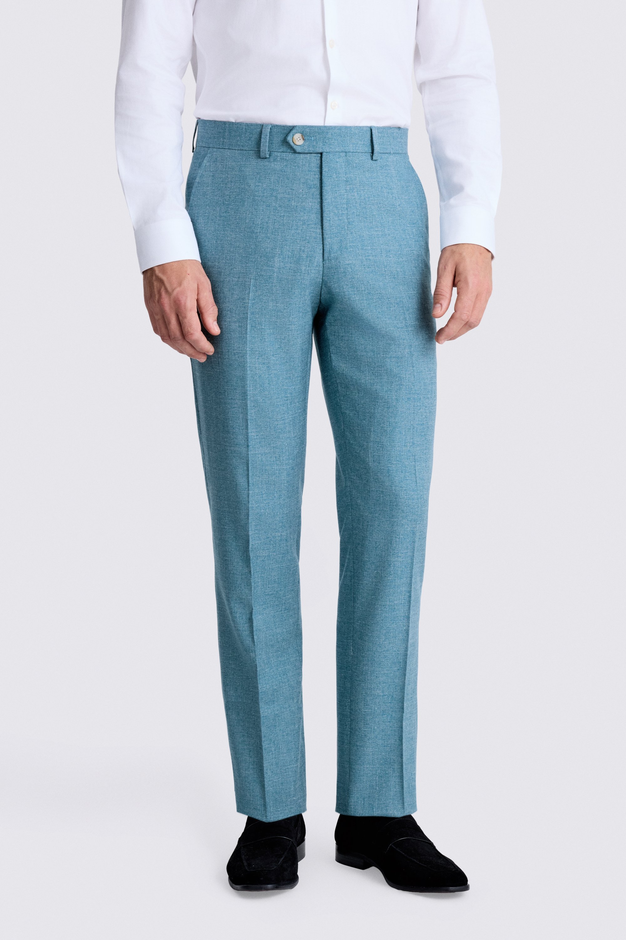 Tailored Fit Teal Slub Suit