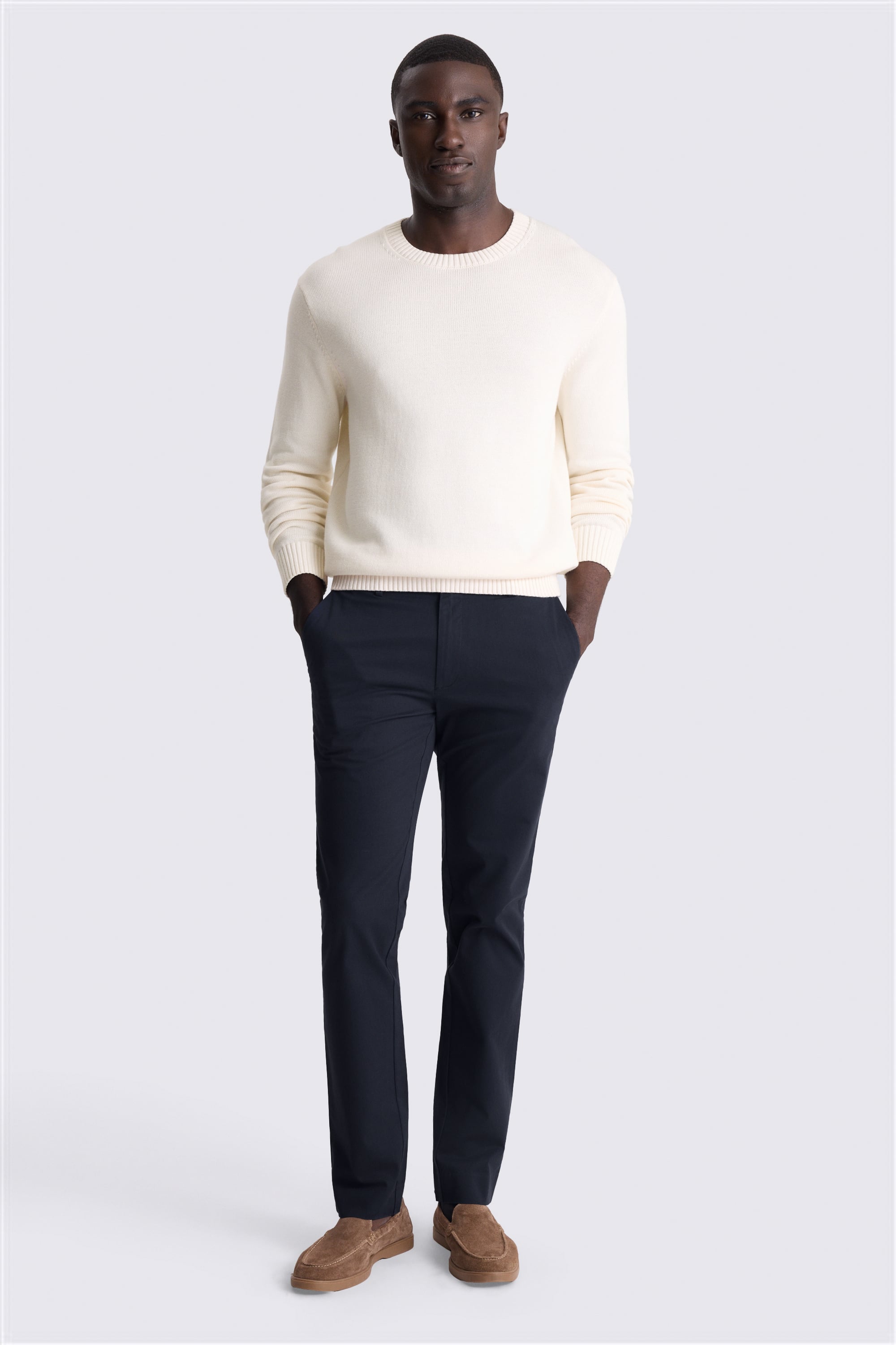 Slim Fit Navy Cotton-Stretch Chinos