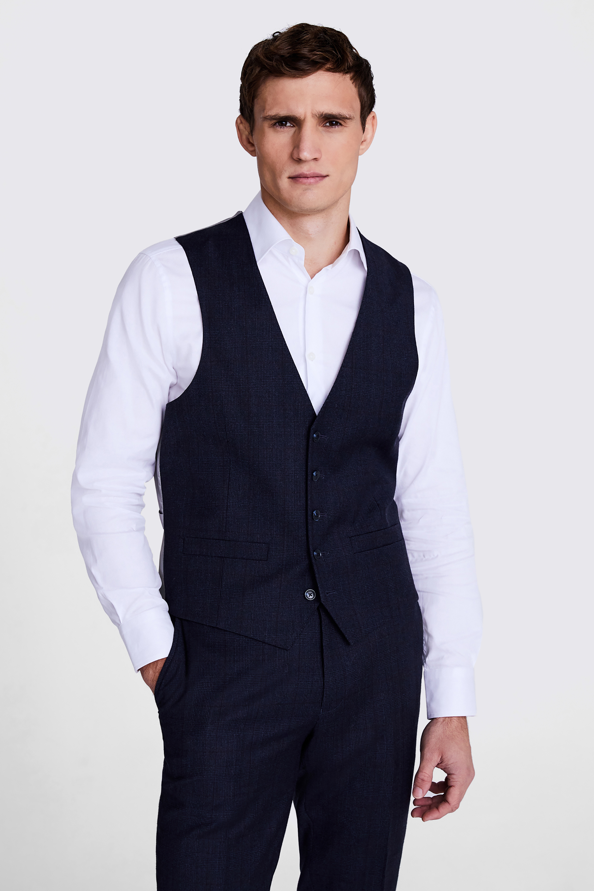 Tailored Fit Navy Check Performance Suit