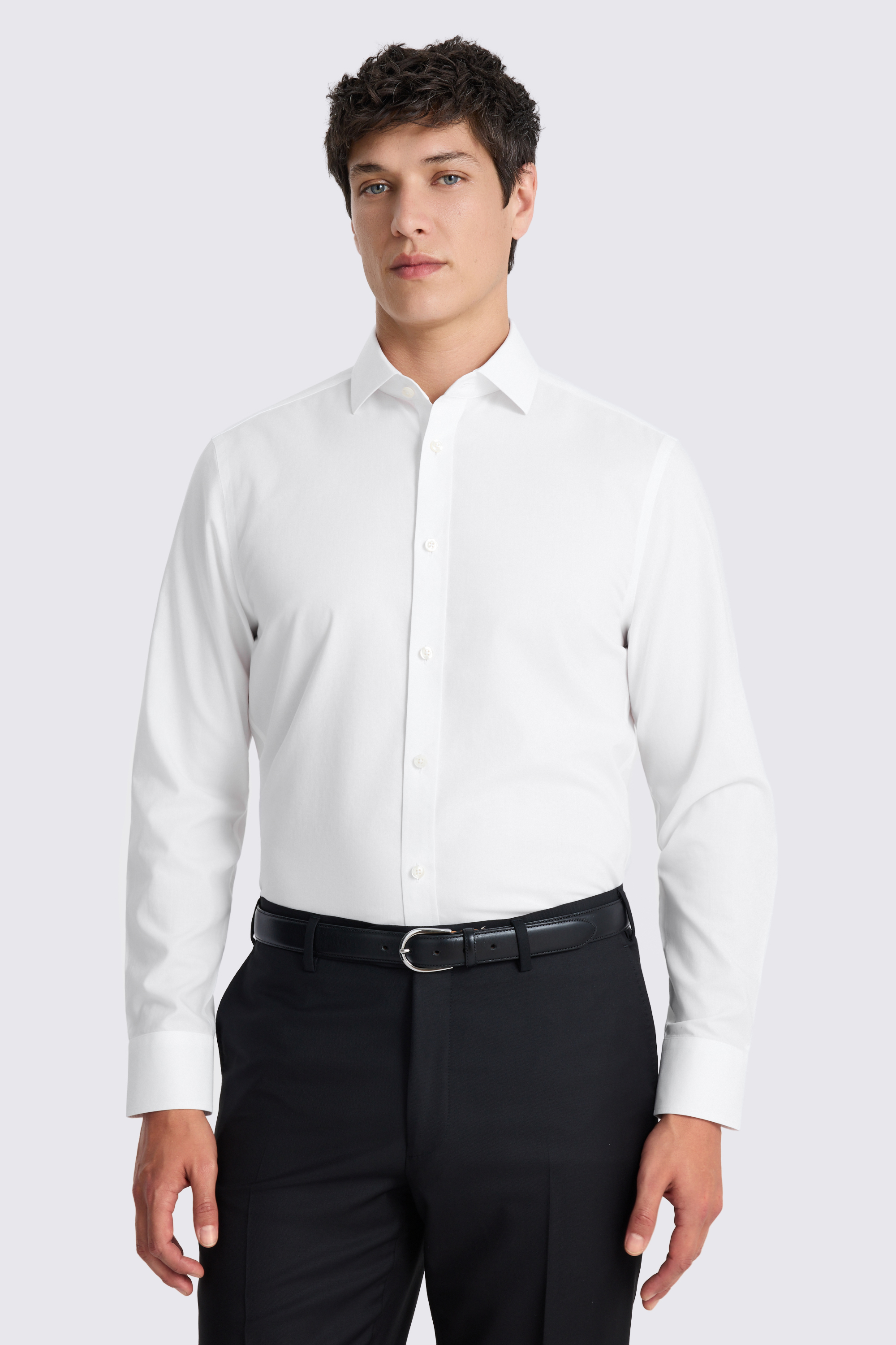 Tailored Fit White Cotton Poplin Non-Iron Shirt