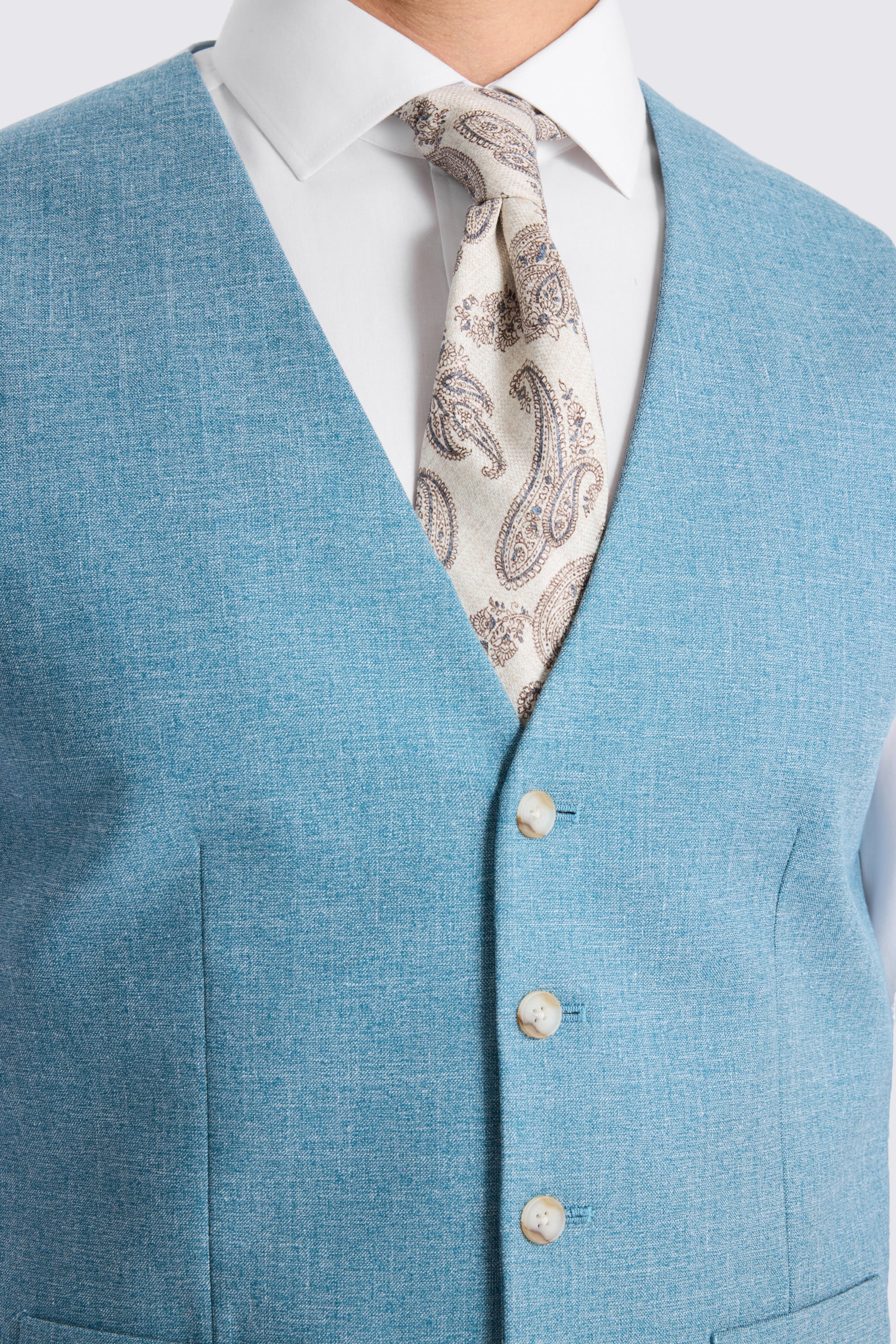 Tailored Fit Teal Slub Vest