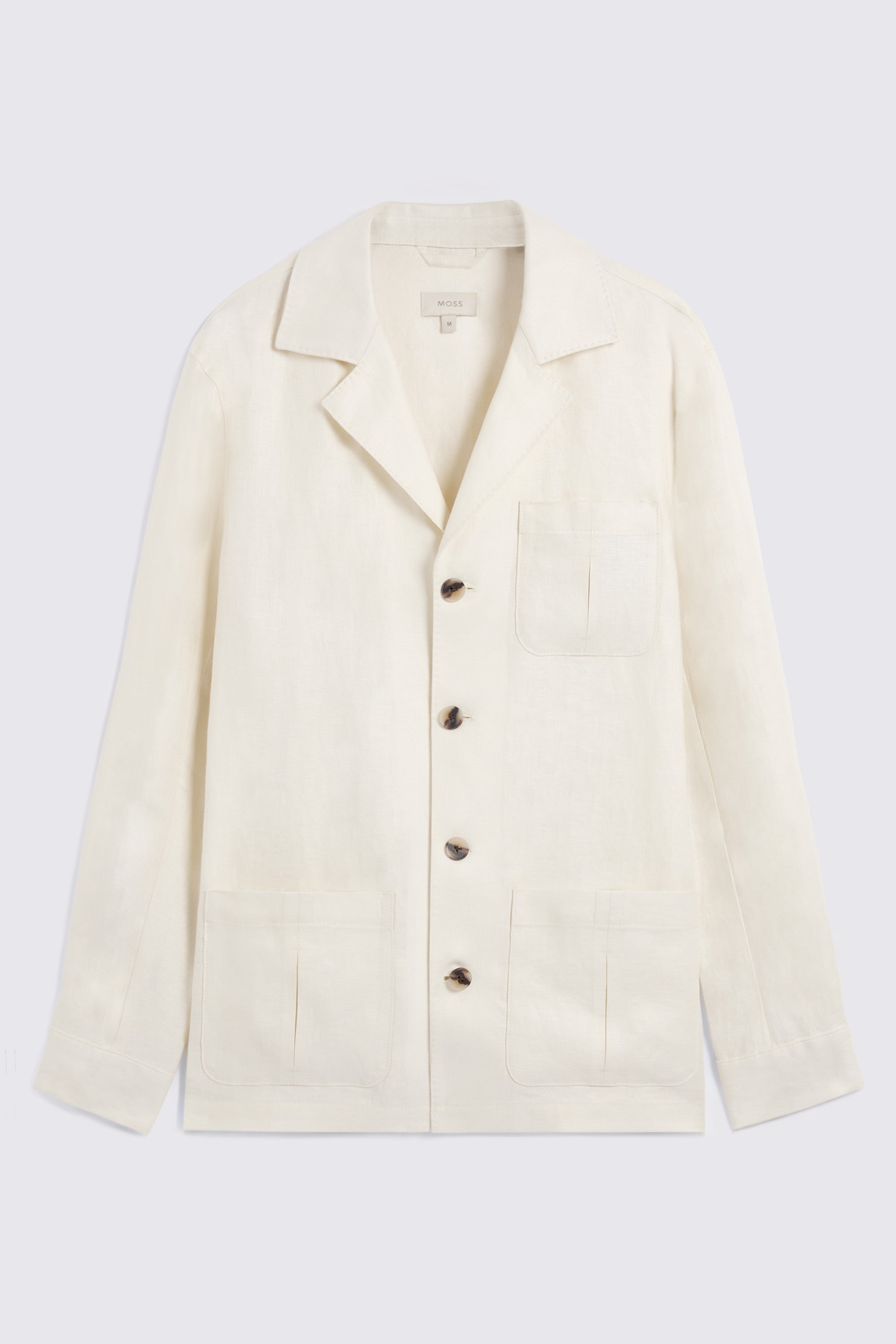 Off White Twill Linen Shacket 