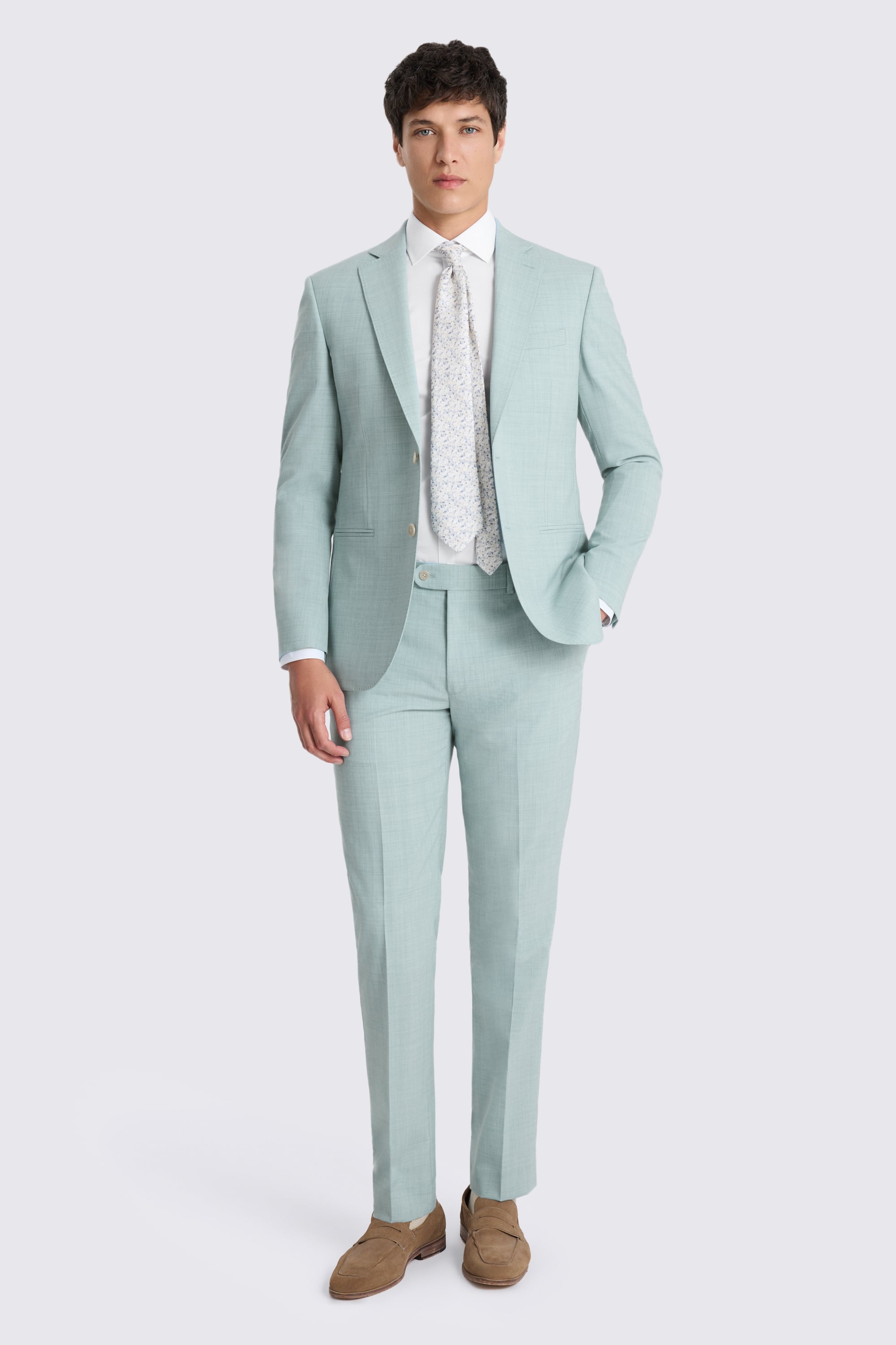 Slim Fit Aqua Marl Suit