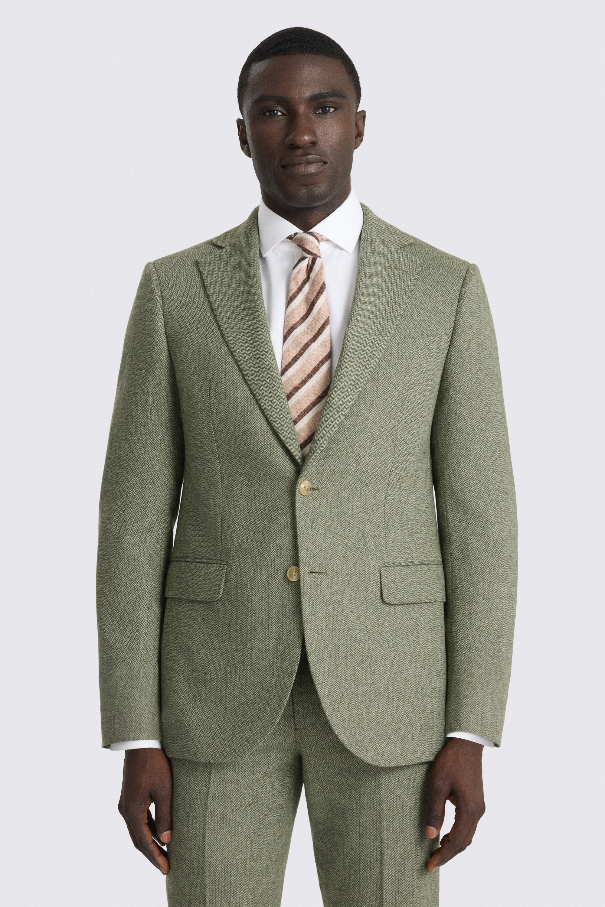 Tailored Fit Sage Herringbone Suit