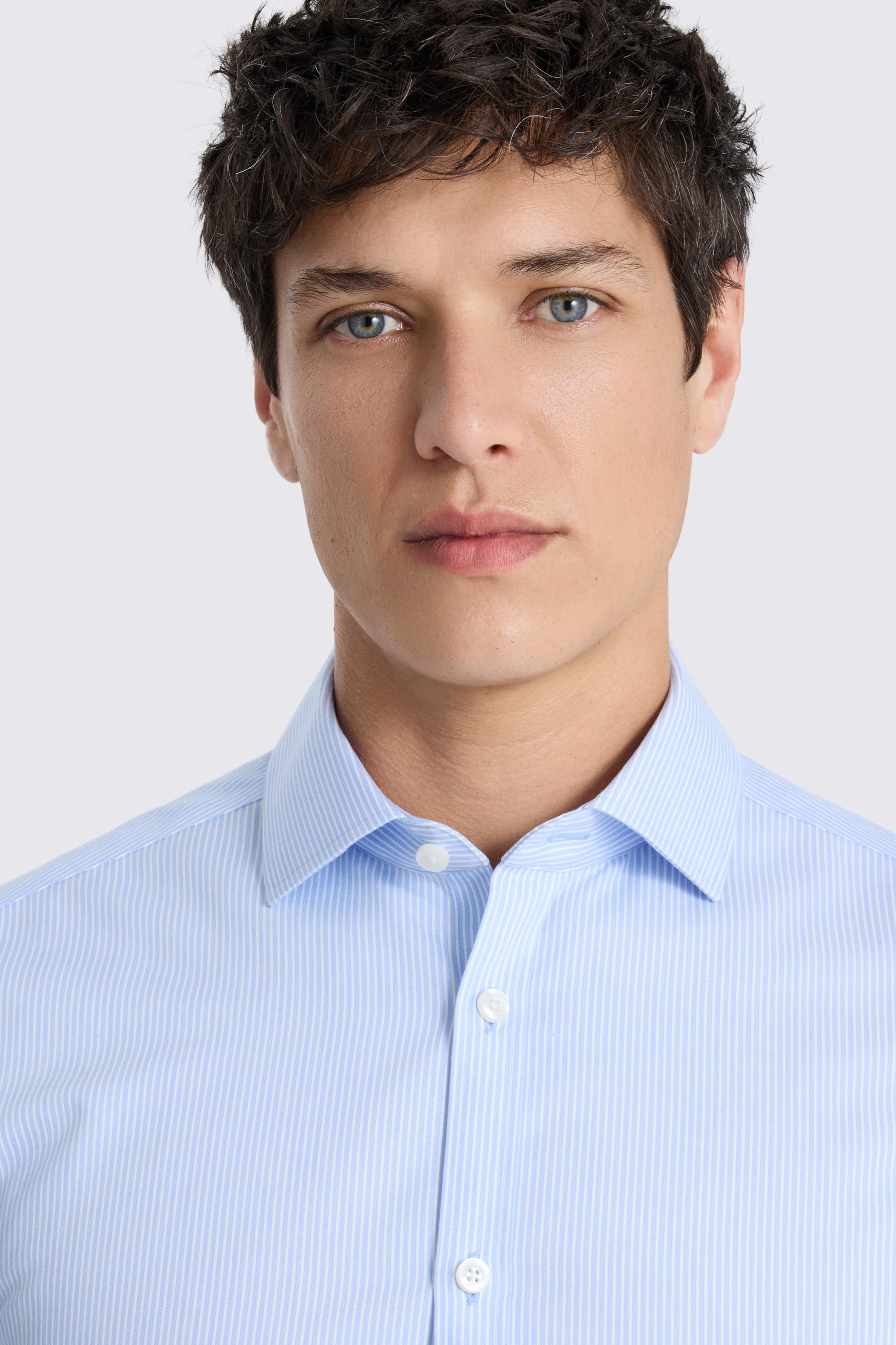 Slim Fit Sky Stripe Non Iron Cotton Shirt