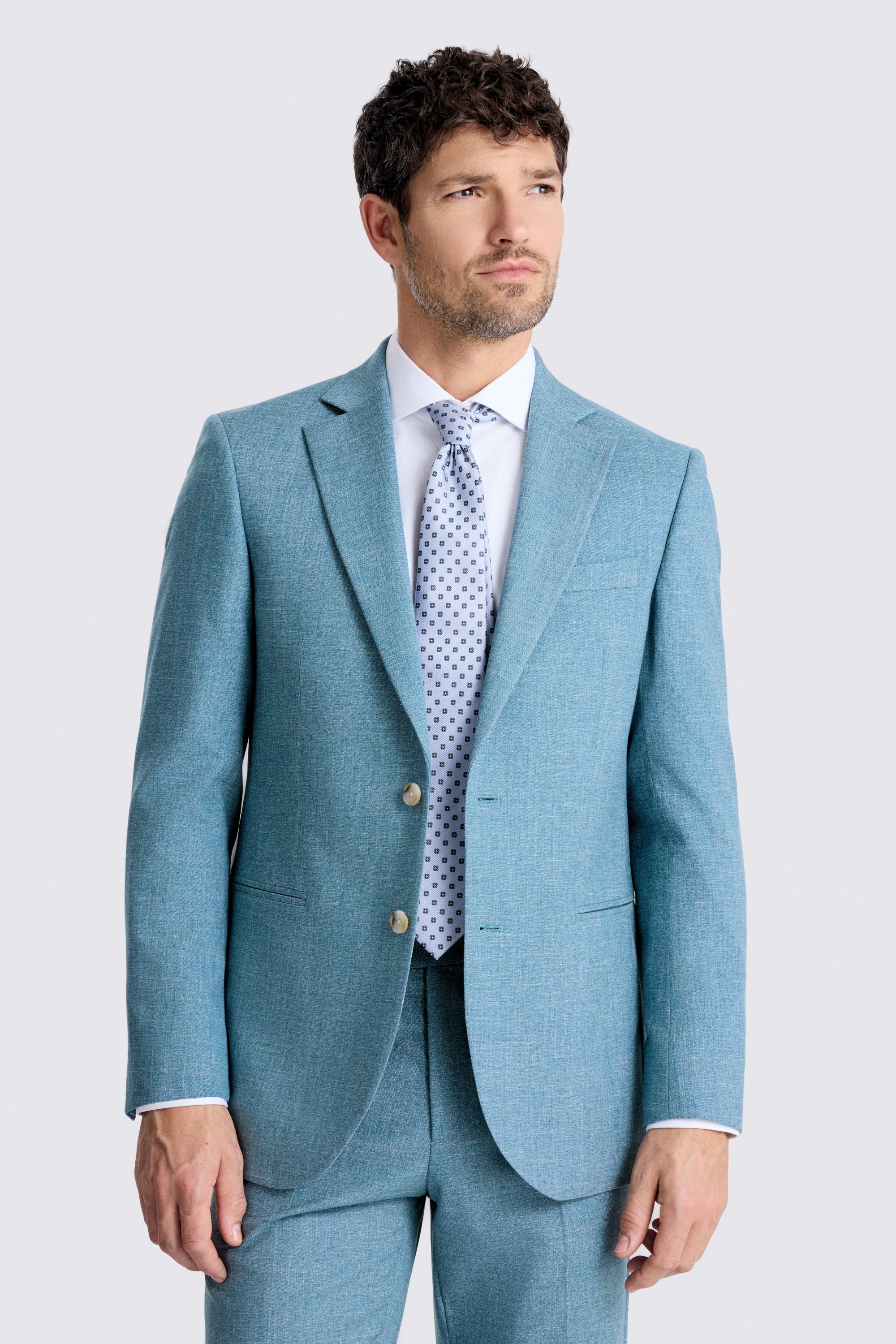 Tailored Fit Teal Slub Suit