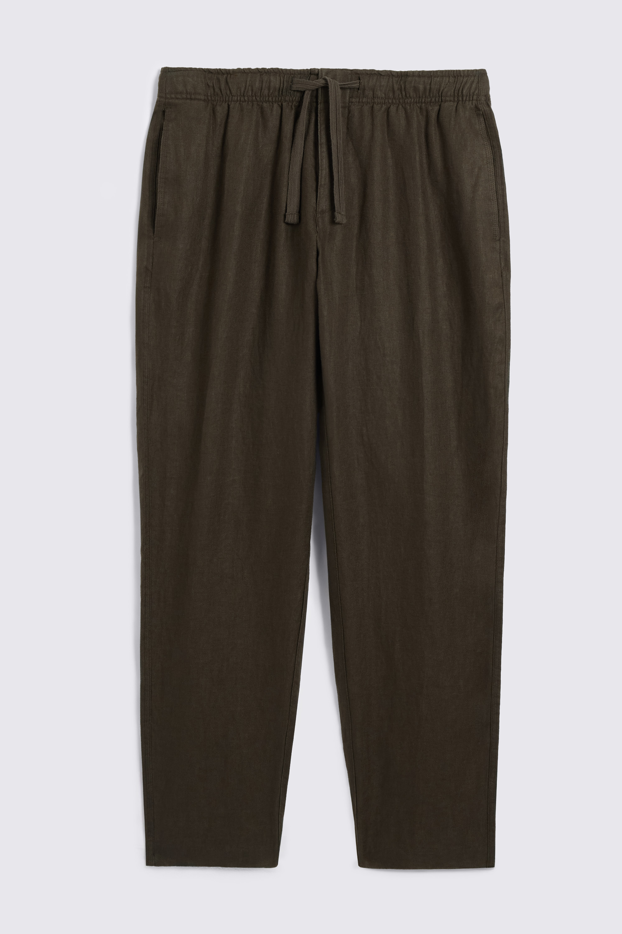 Brown Linen Drawstring Pant