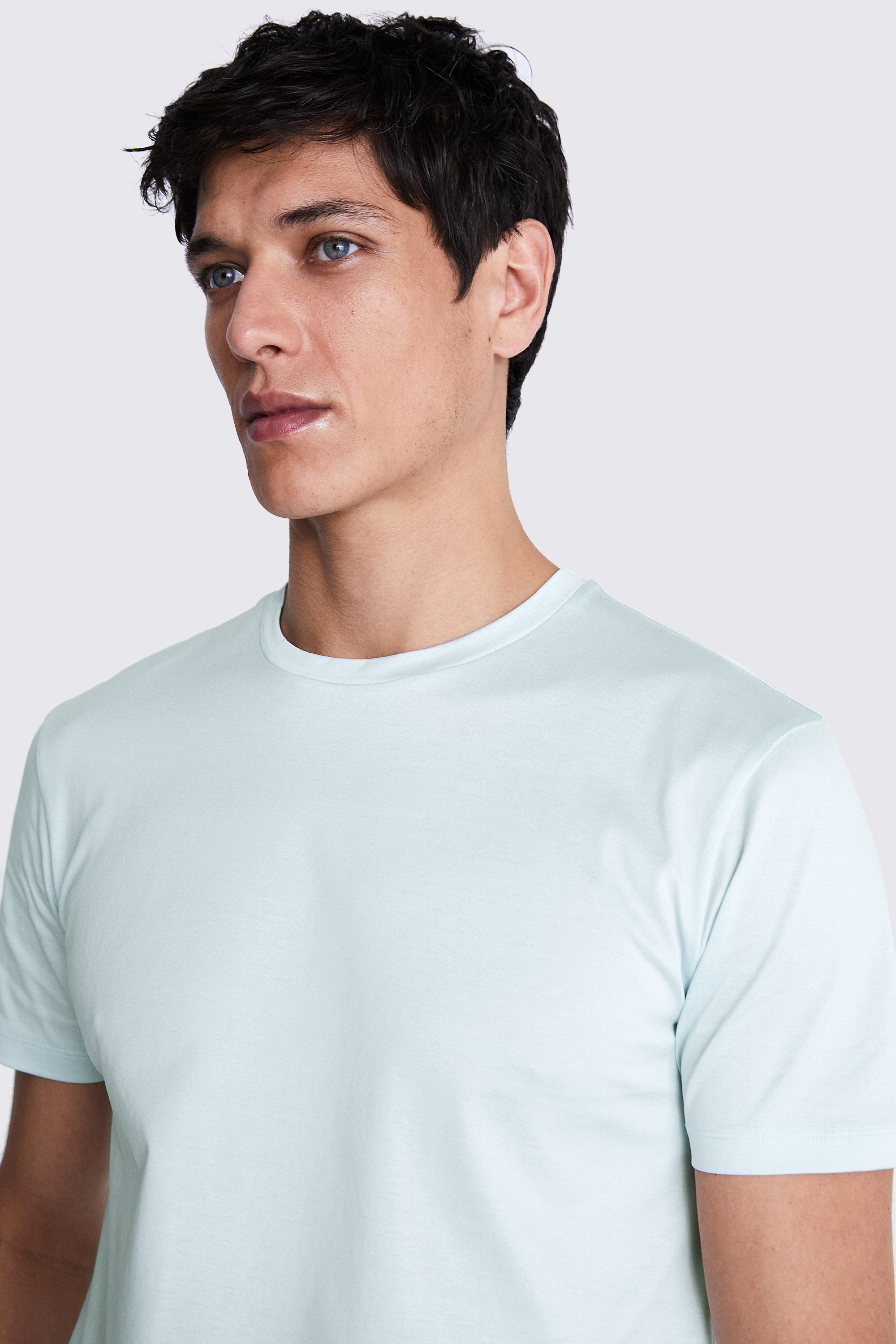 Light Blue Mercerised Crew-Neck T-Shirt