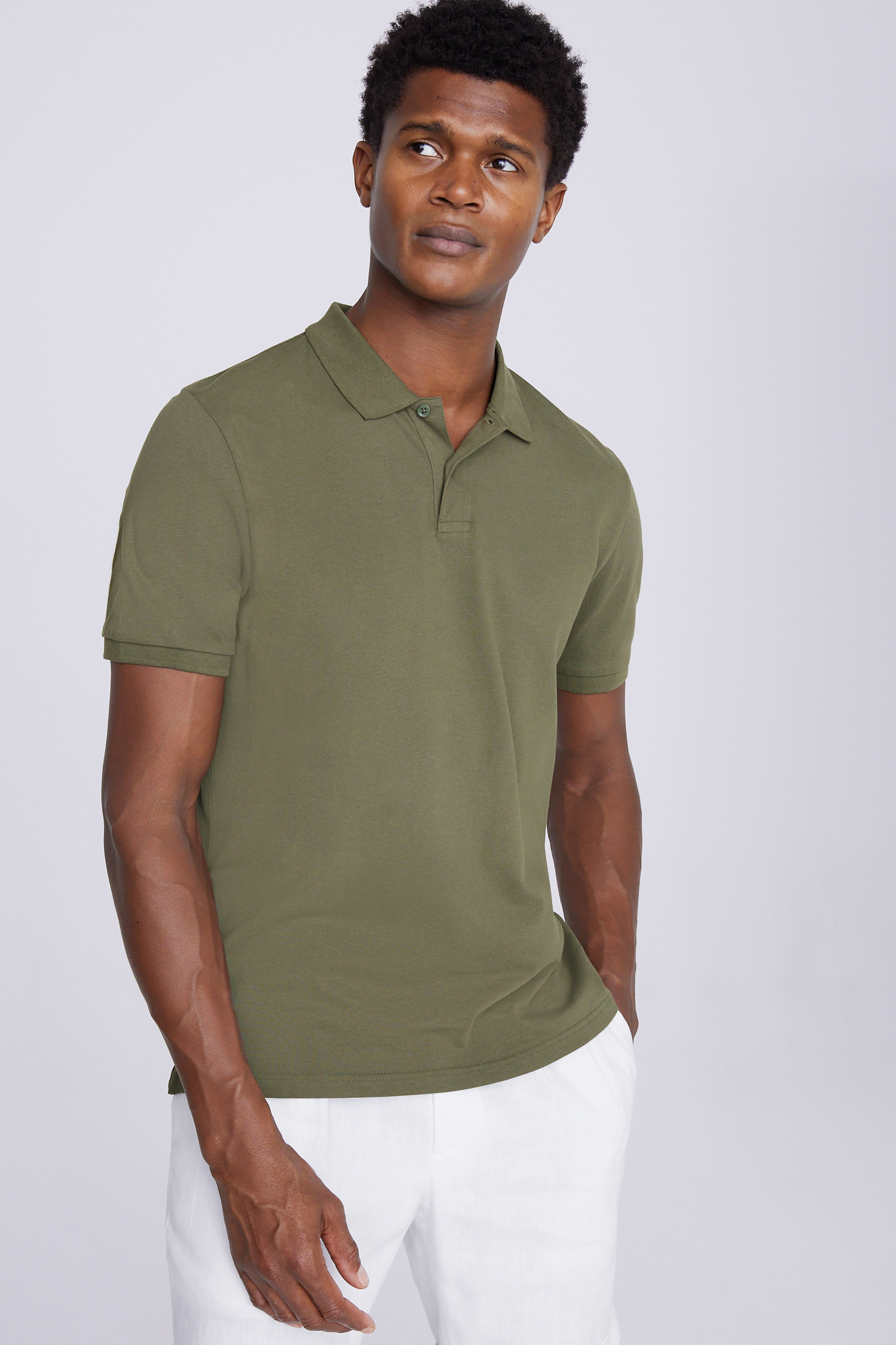 Khaki Piqué Polo Shirt | Buy Online at Moss
