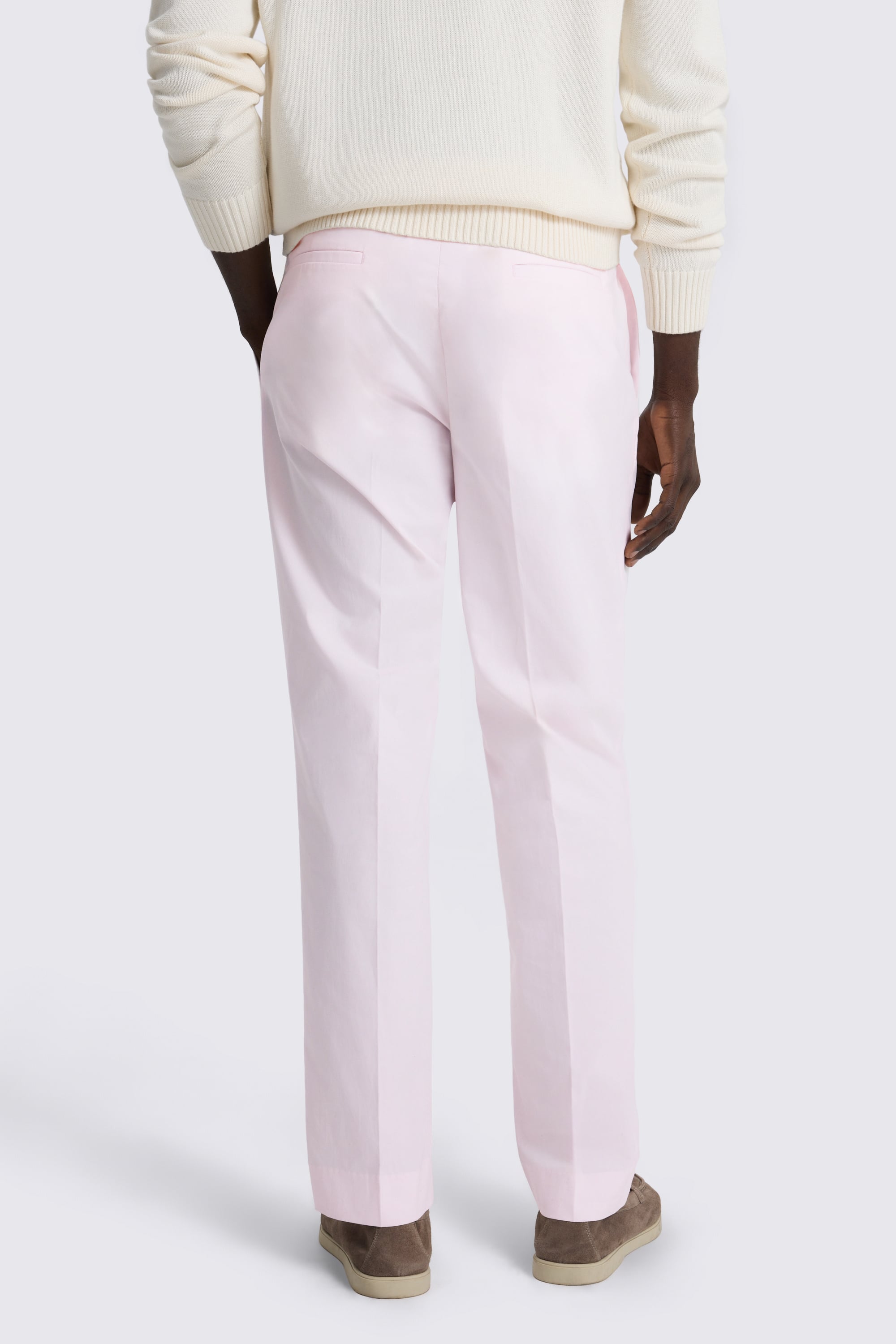 Pale Pink Cotton Pleated Pants