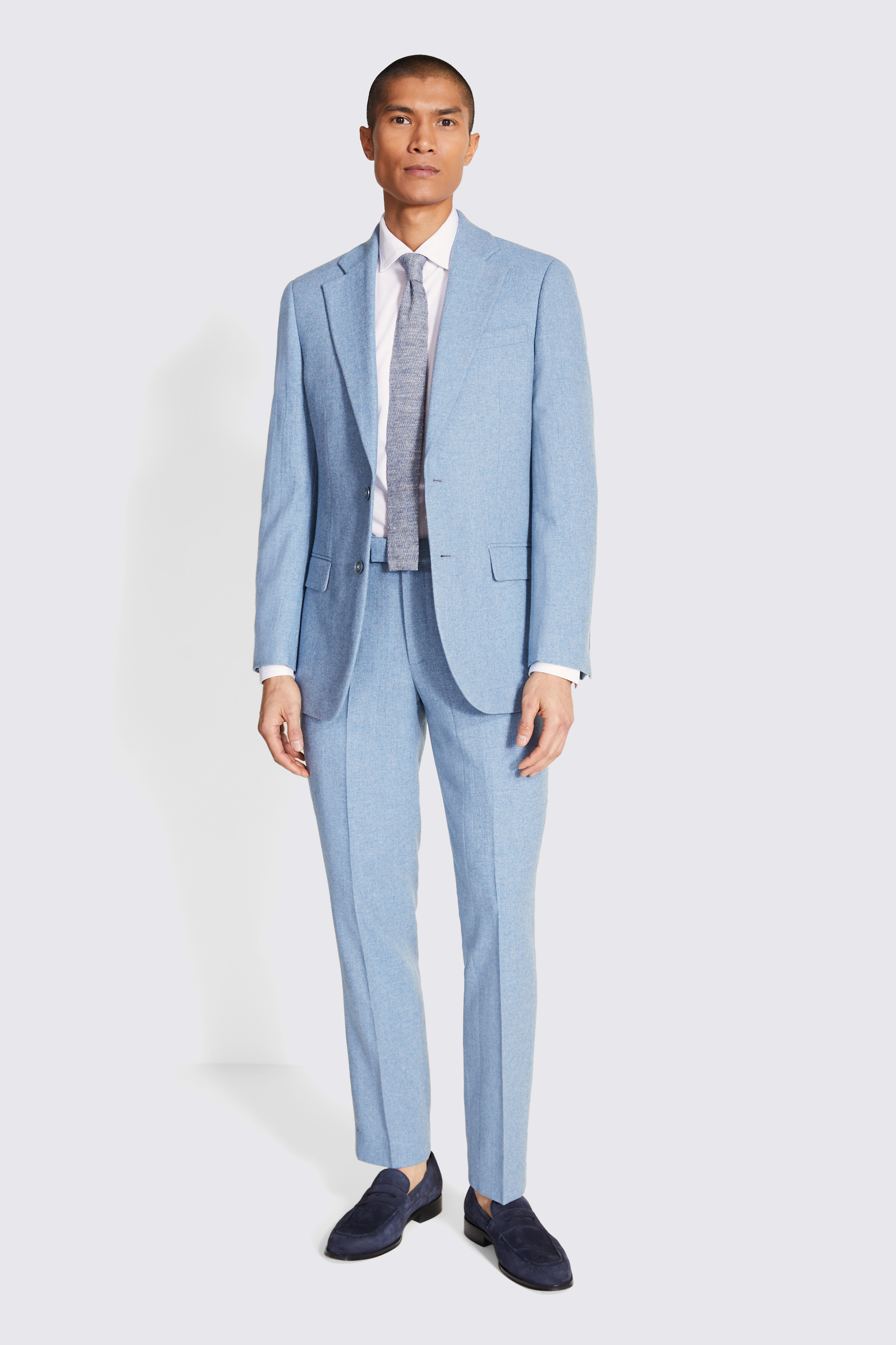 Tailored Fit Blue Herringbone Jacket | Buy Online at Moss