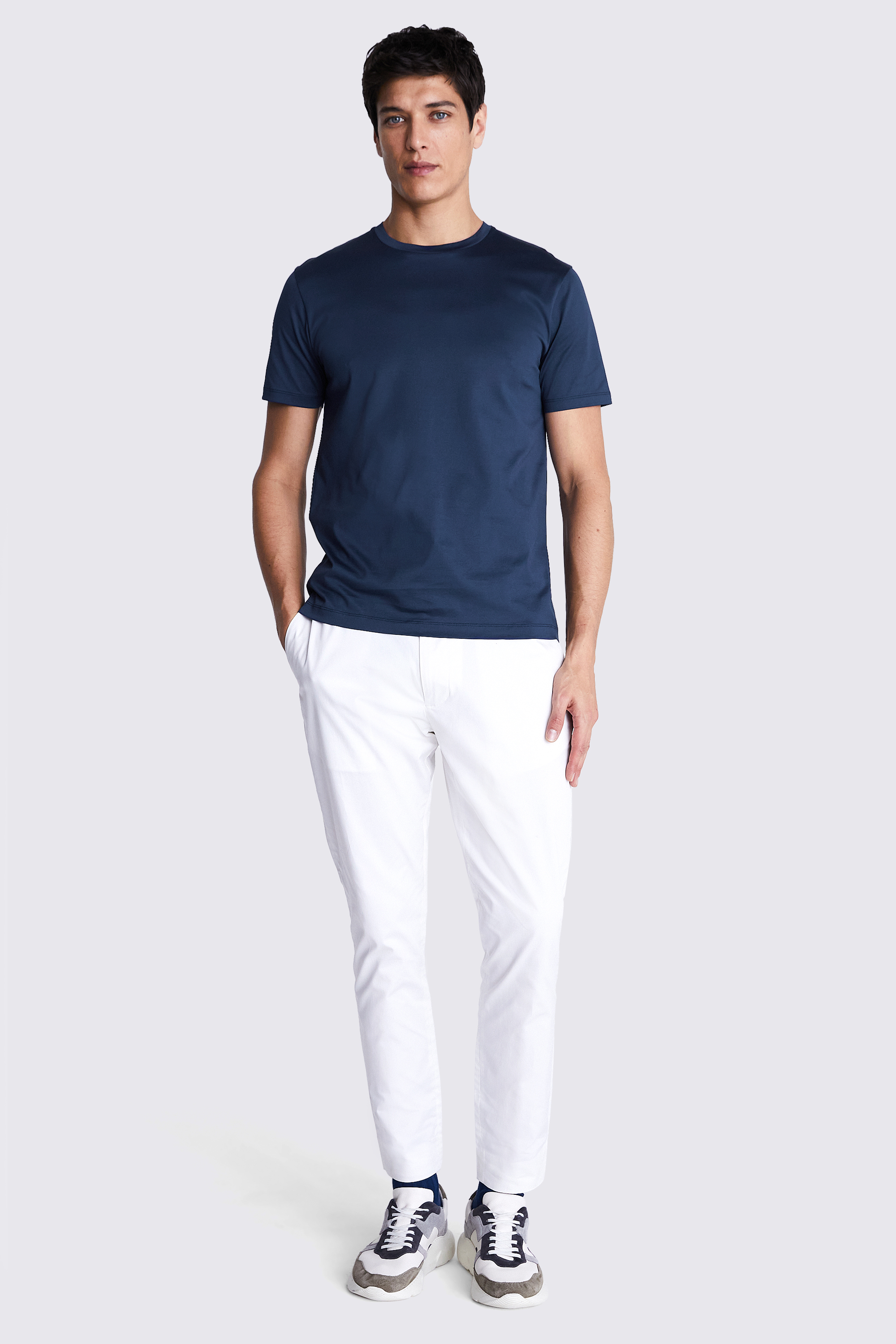Navy Mercerised Crew-Neck T-Shirt