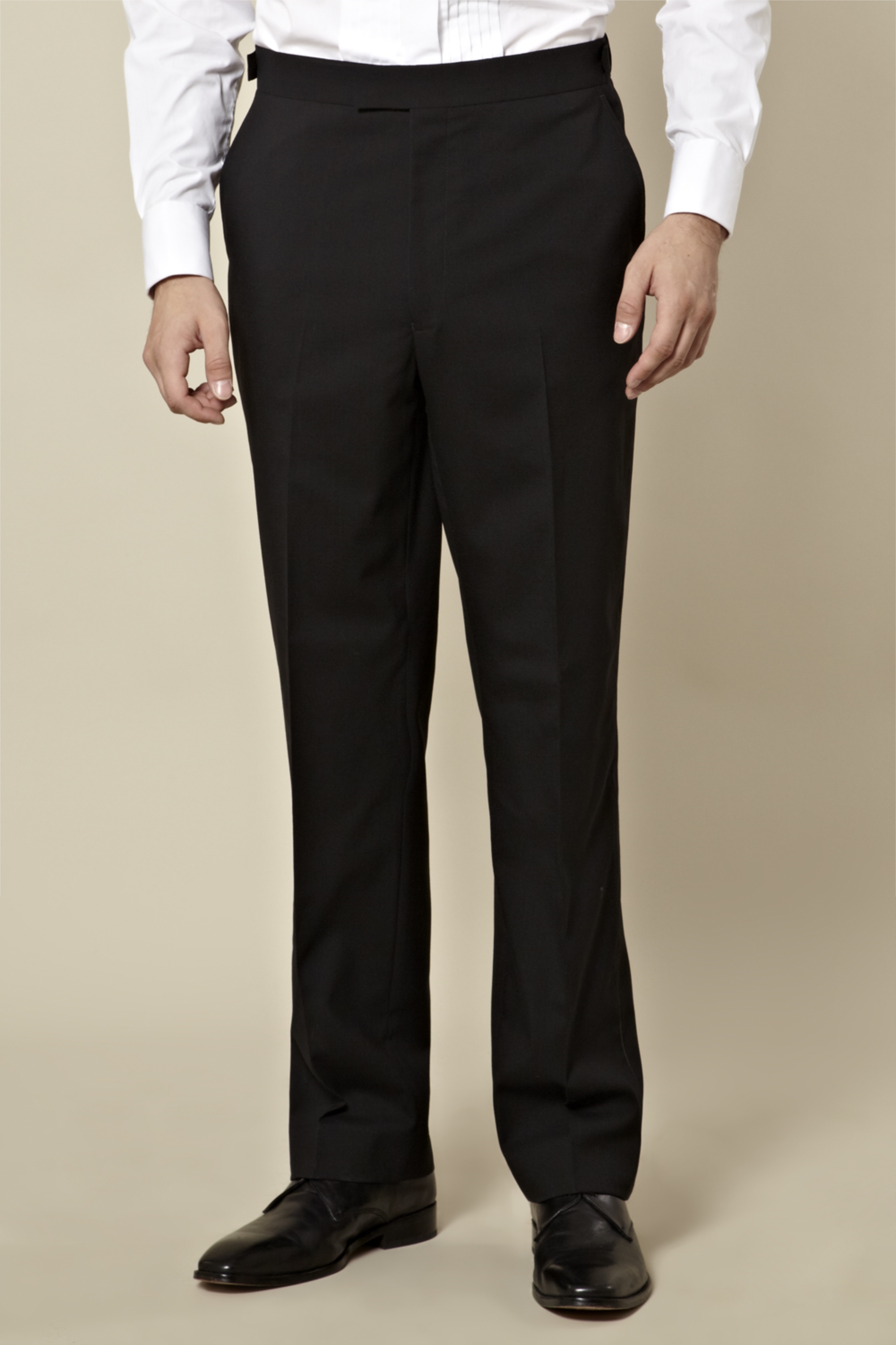 Men's Black Flat Front Tuxedo Pants with Satin Stripe Prom *Damaged Discount*