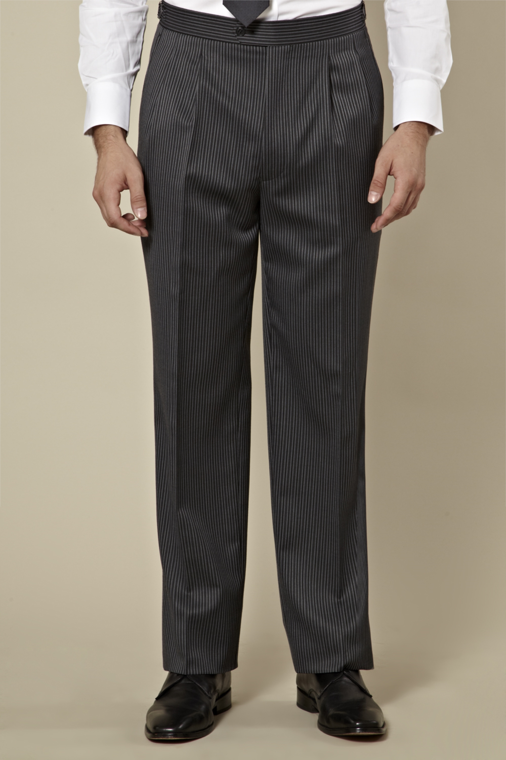 Regular Fit Grey and Black Stripe Morningwear Trouser