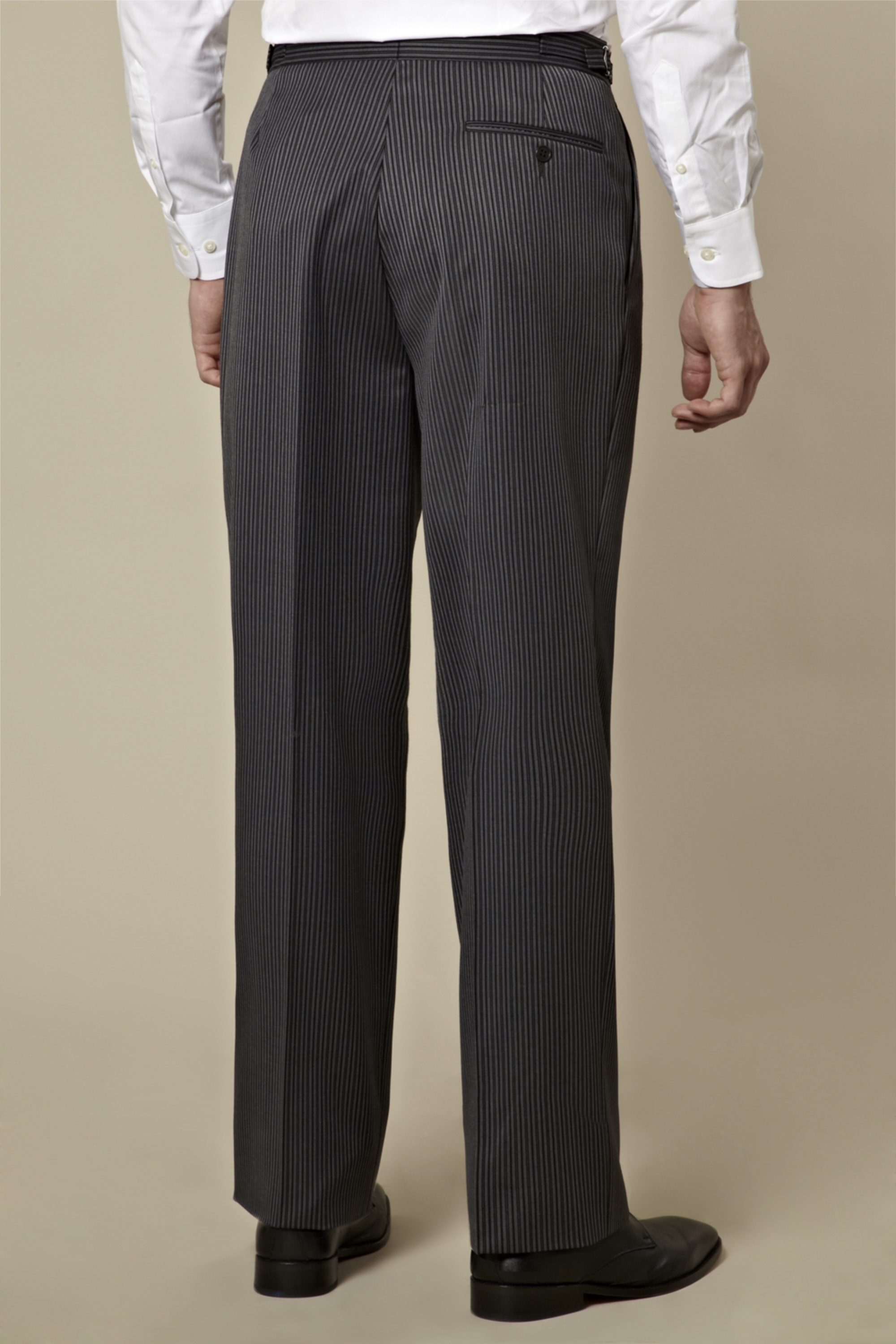 Regular Fit Grey and Black Stripe Morningwear Trouser