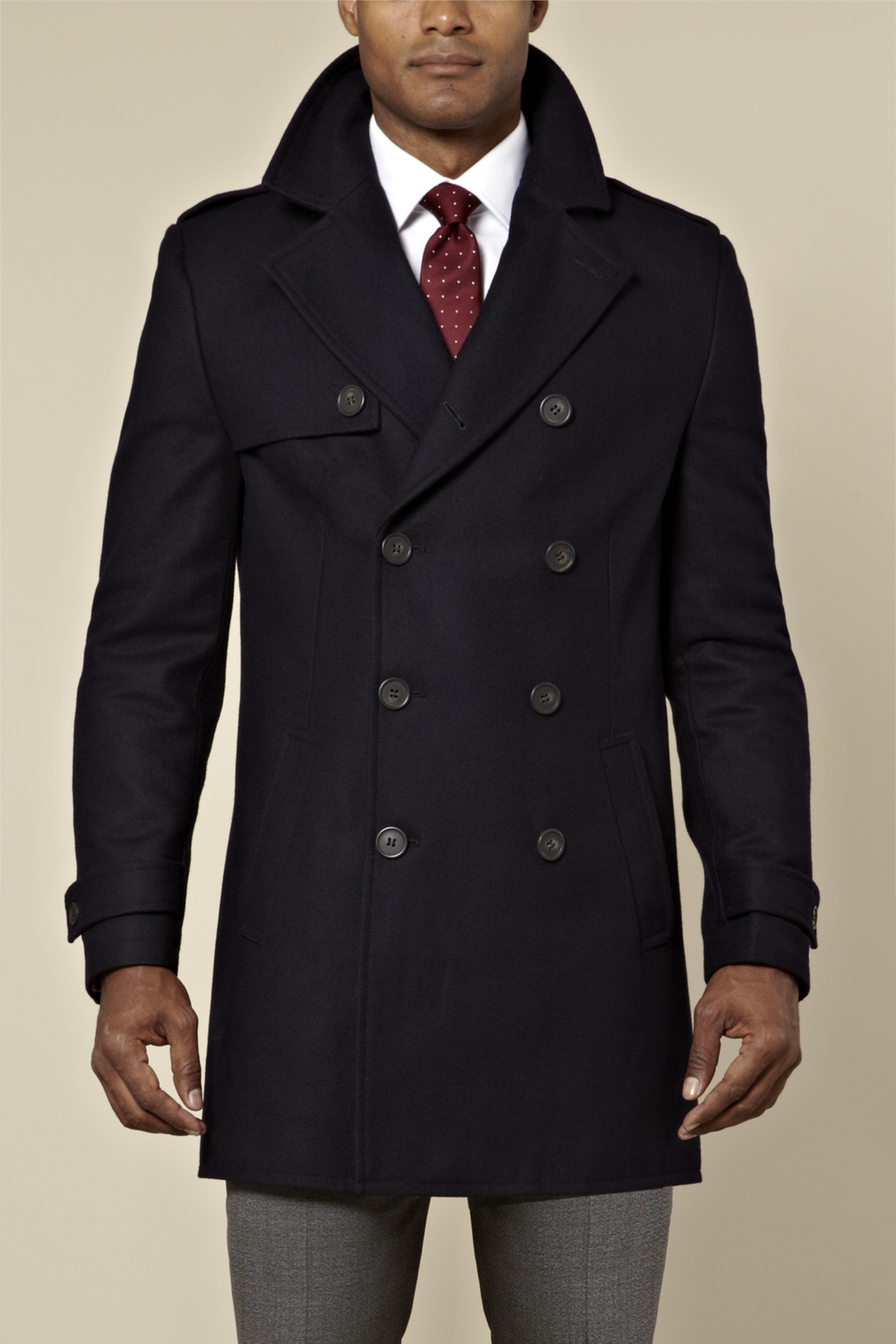 French Connection Tailored Fit Double Breasted Jacket Navy