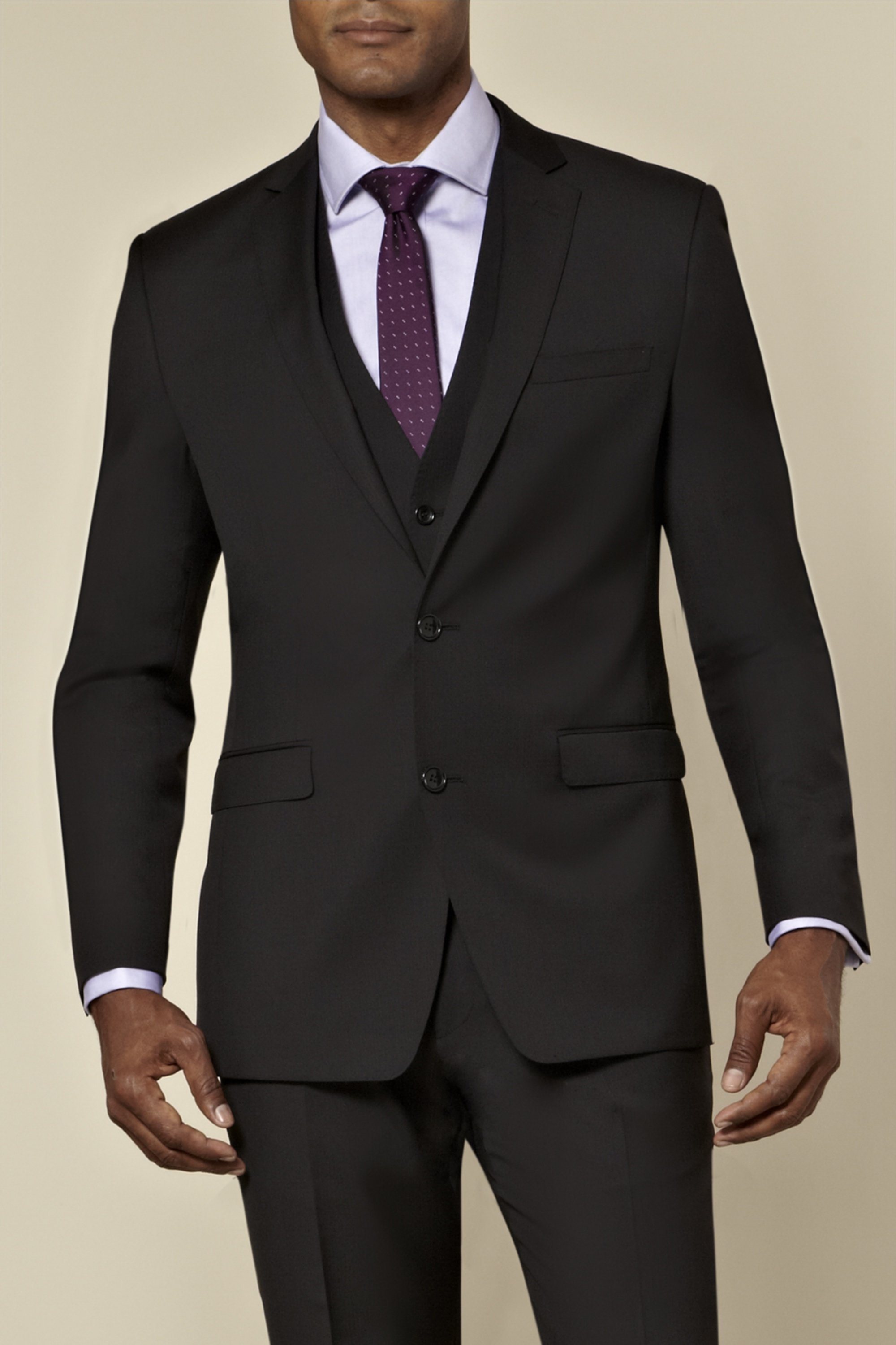 Blazer Tailored Fit Black Mix & Match Rib Suit Jacket