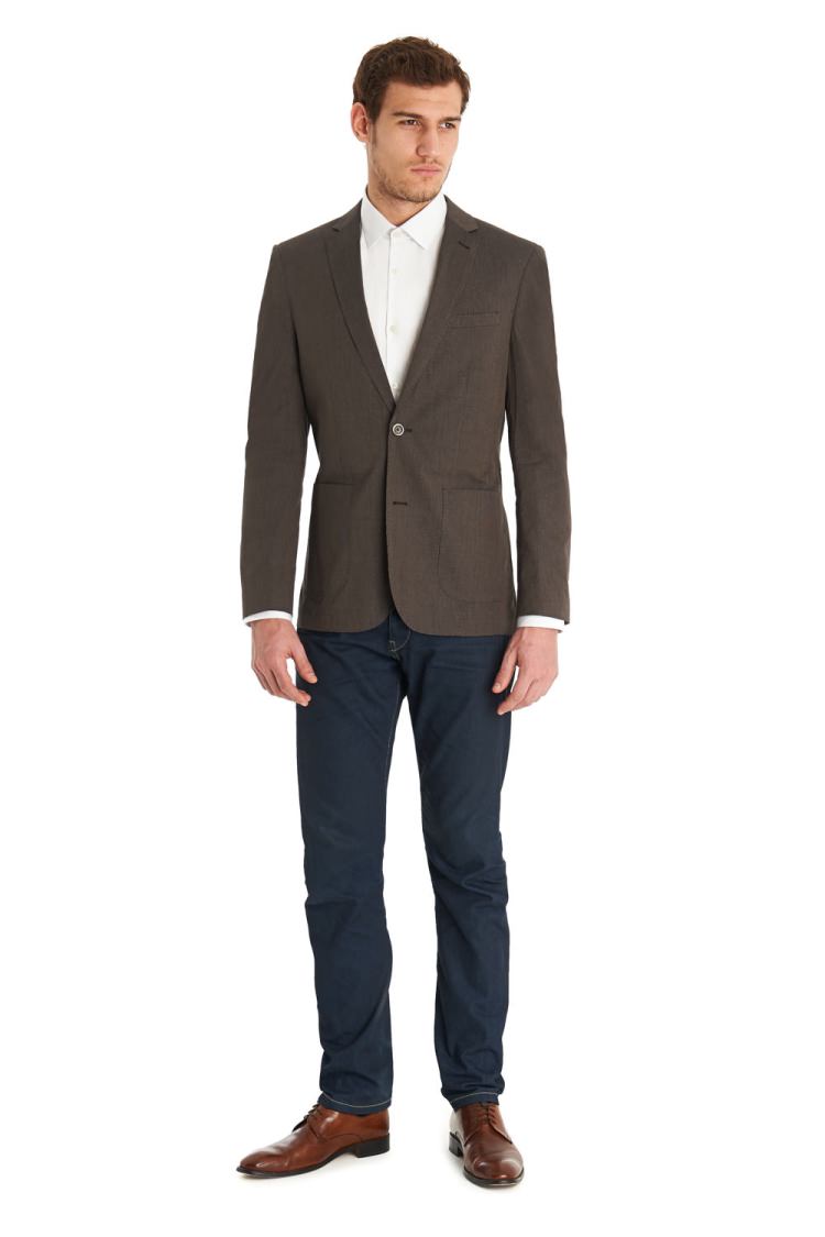 DKNY Slim Fit Brown Stripe Jacket