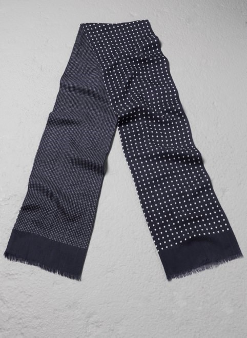 Farrell Navy Spot print Fine Wool Scarf