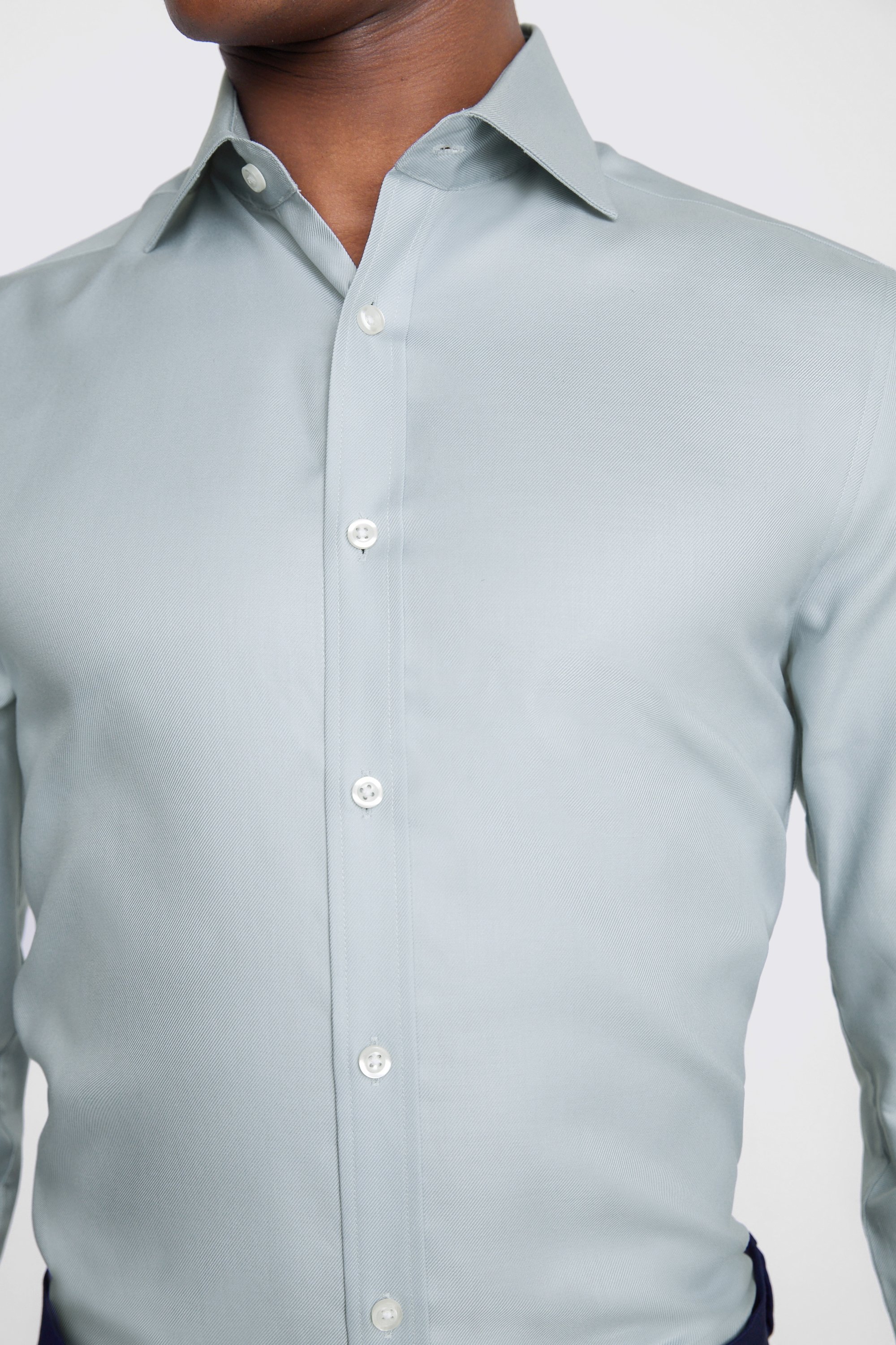 Tailored Fit Blue Double Cuff Twill Shirt | Buy Online at Moss