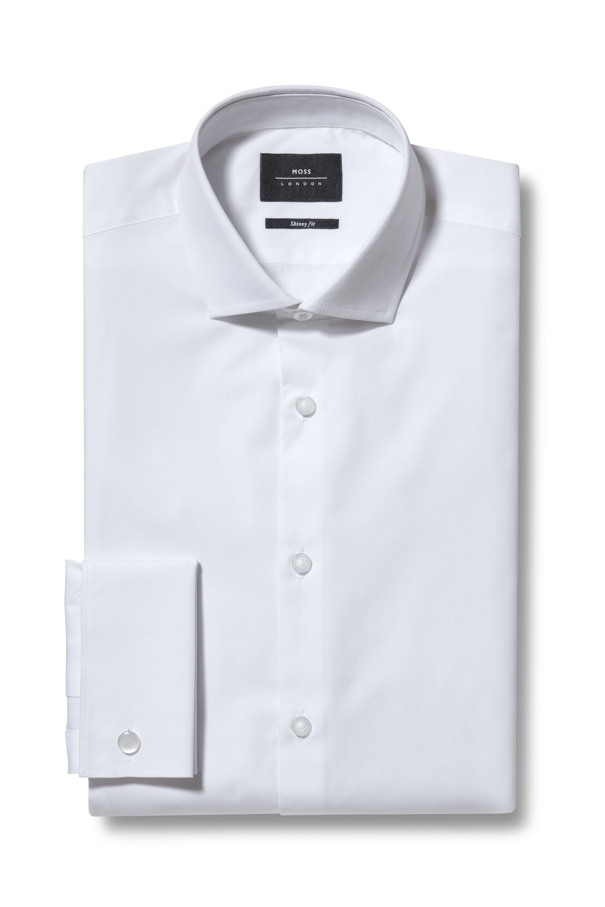 Slim Fit White Double Cuff Shirt | Buy Online at Moss