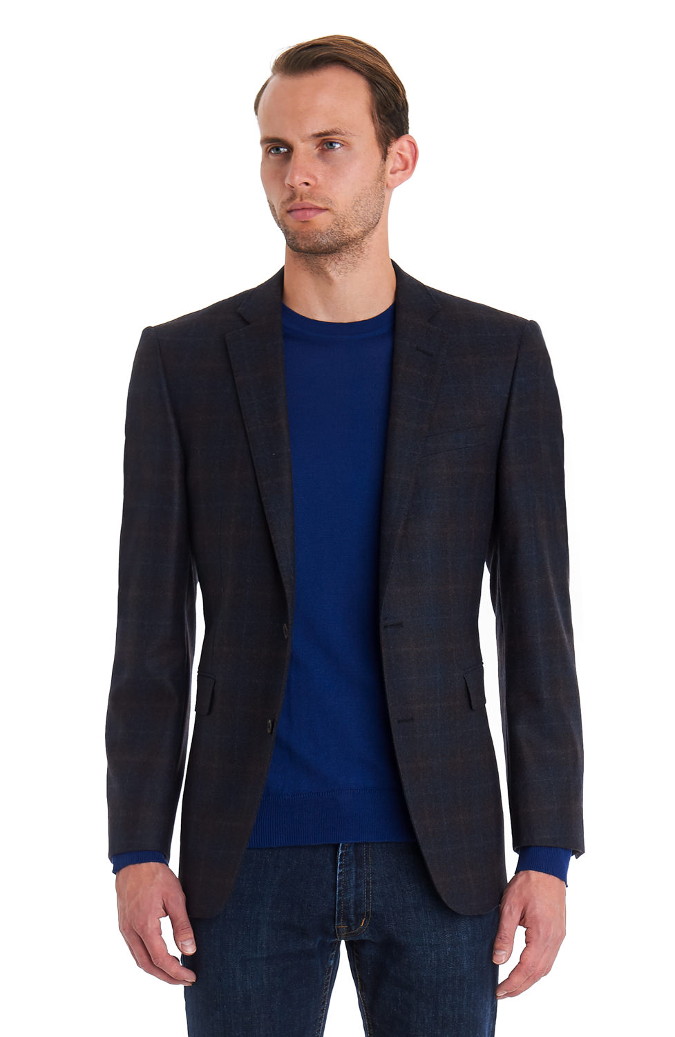 Lanificio F.lli Cerruti Dal 1881 Cloth Tailored Fit Grey Blue Check ...