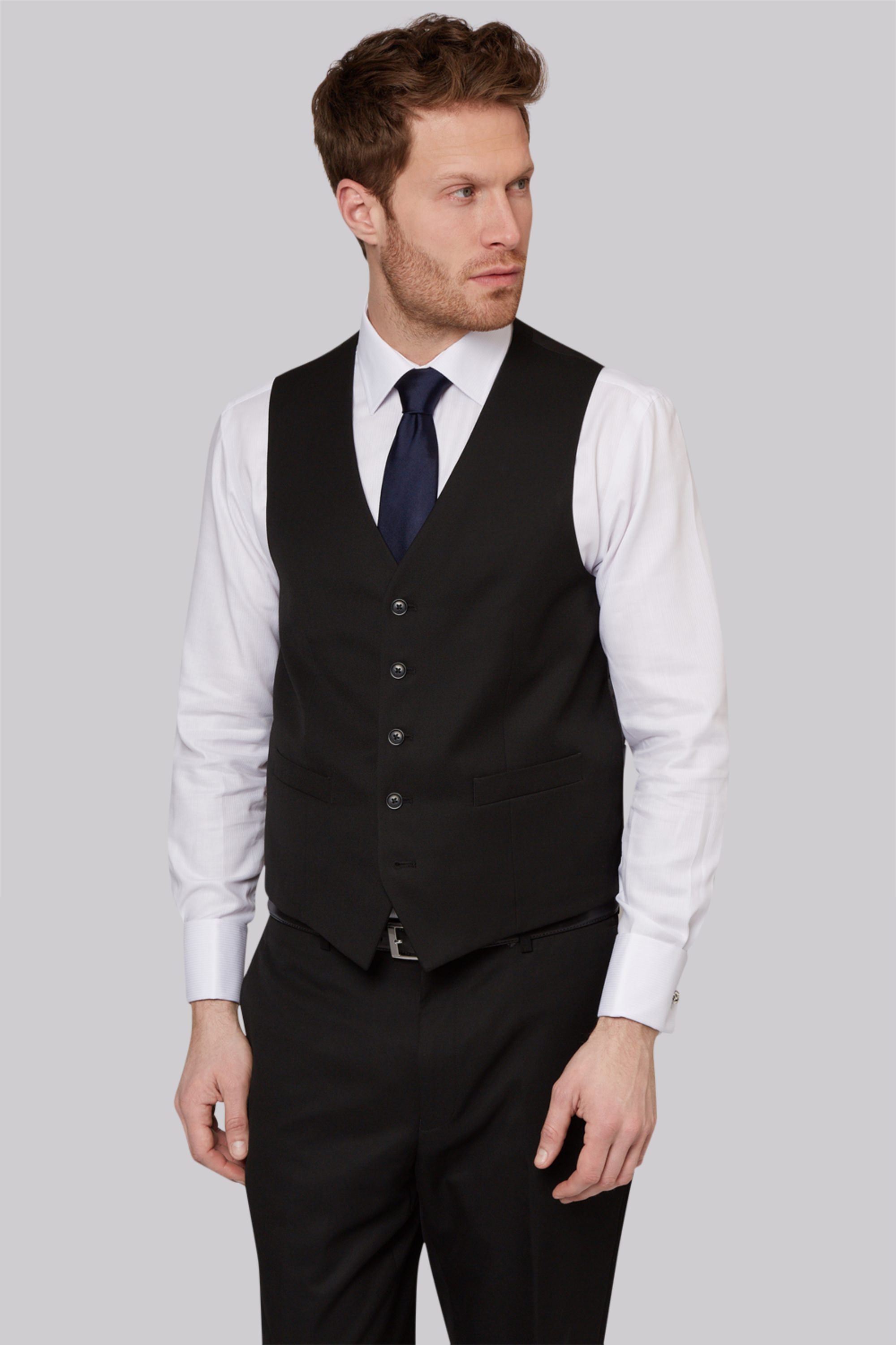 black waistcoat matching shirt