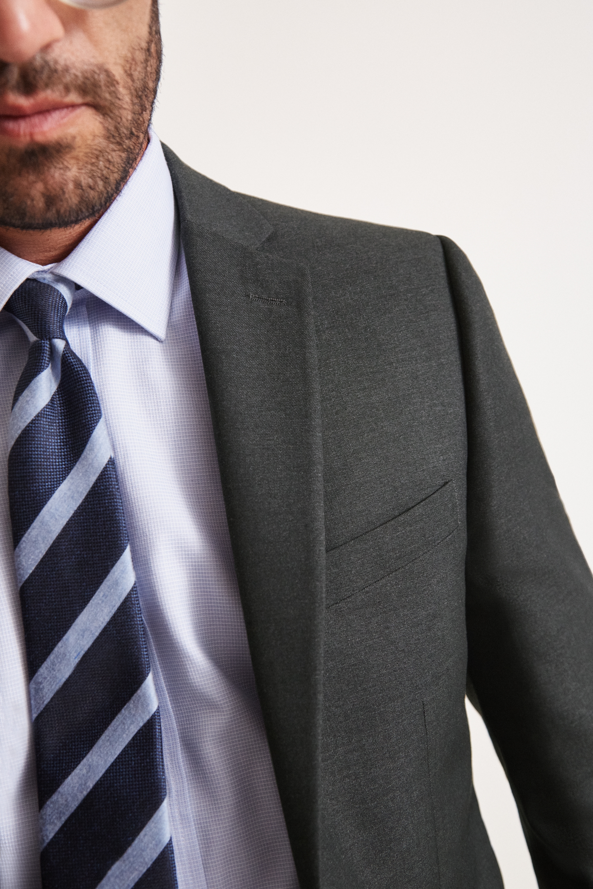 Moss Esq. Regular Fit Plain Charcoal Notch Lapel Jacket