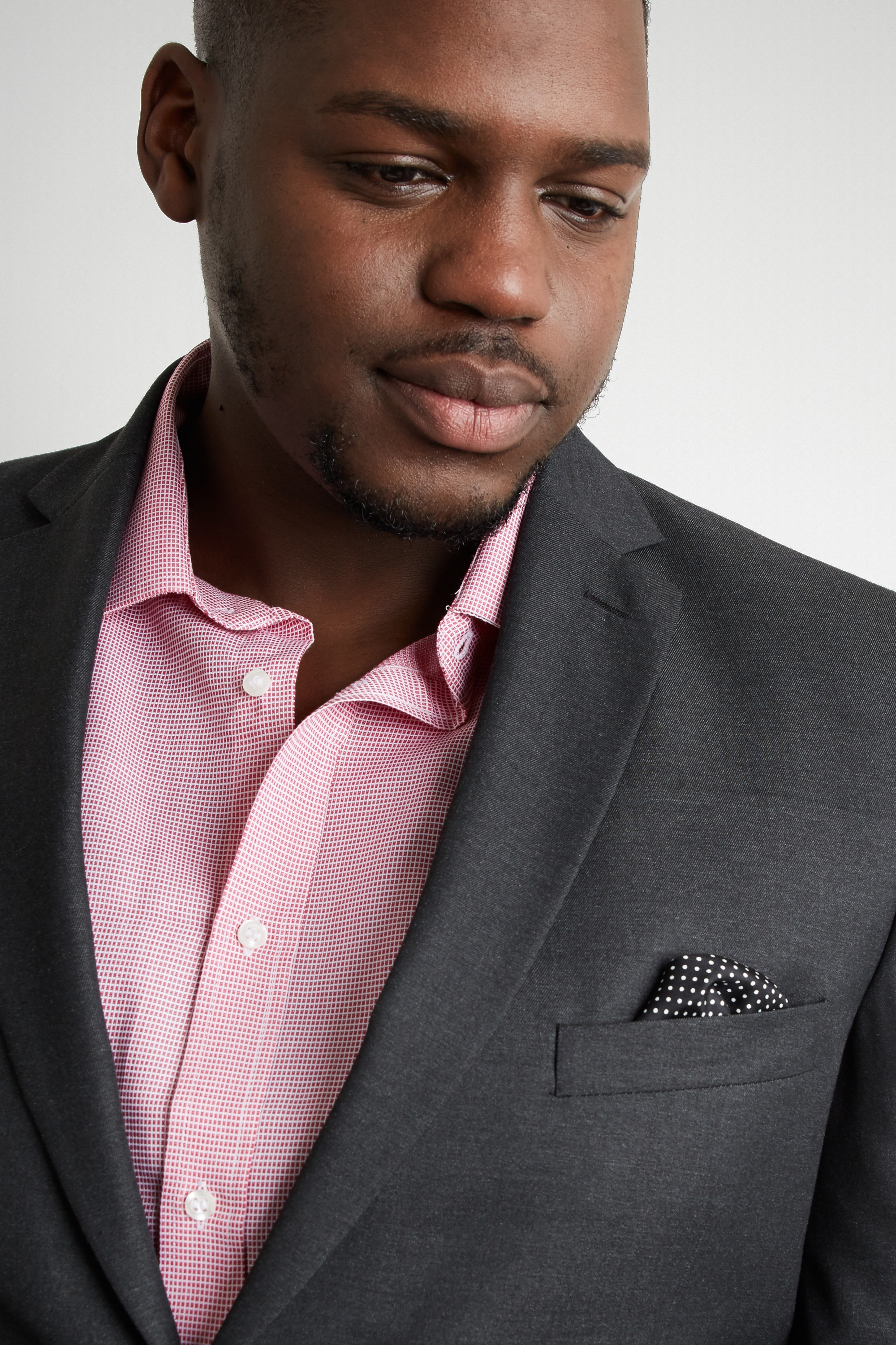 Moss Esq. Regular Fit Plain Charcoal Notch Lapel Jacket