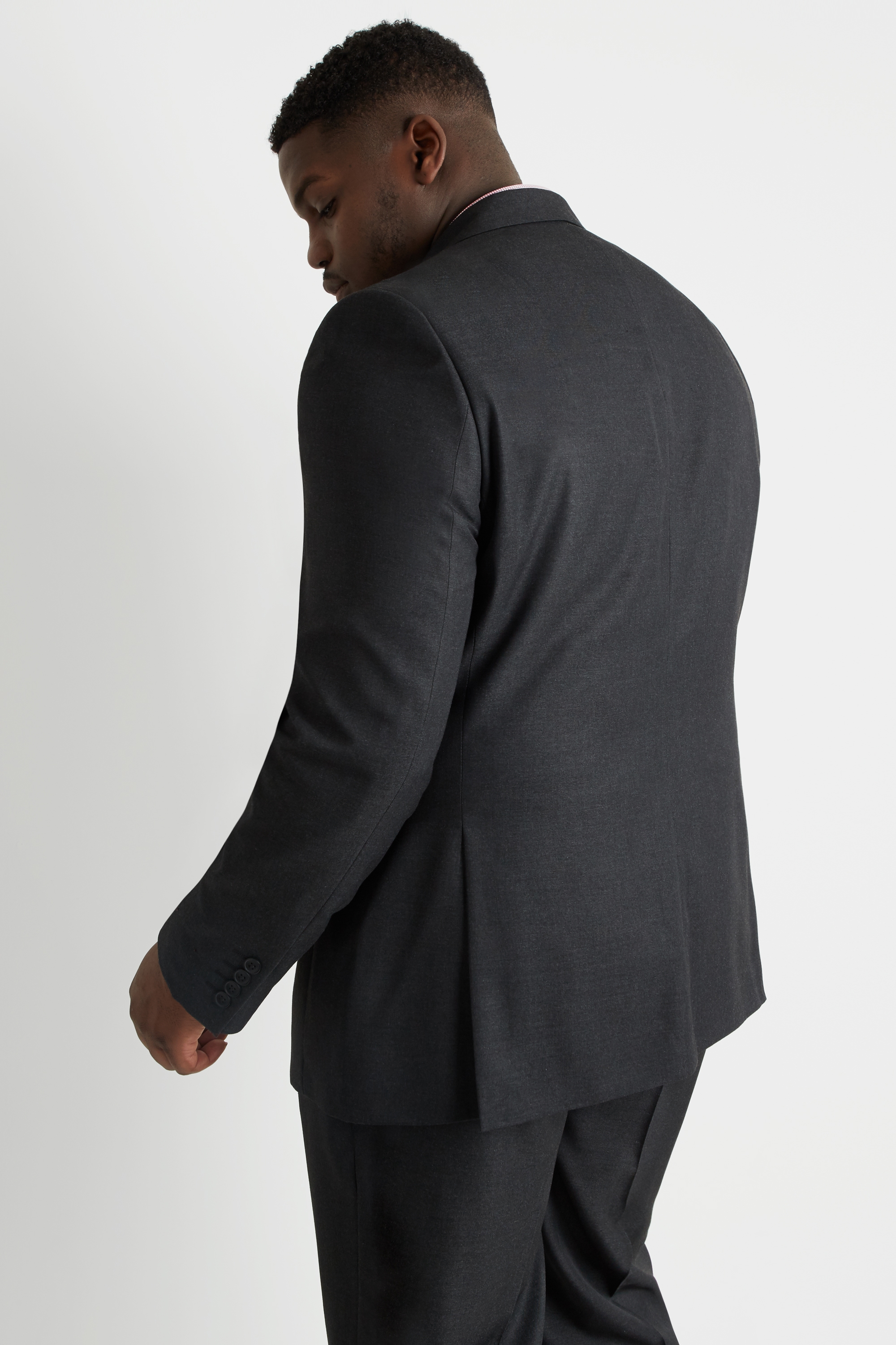 Moss Esq. Regular Fit Plain Charcoal Notch Lapel Jacket