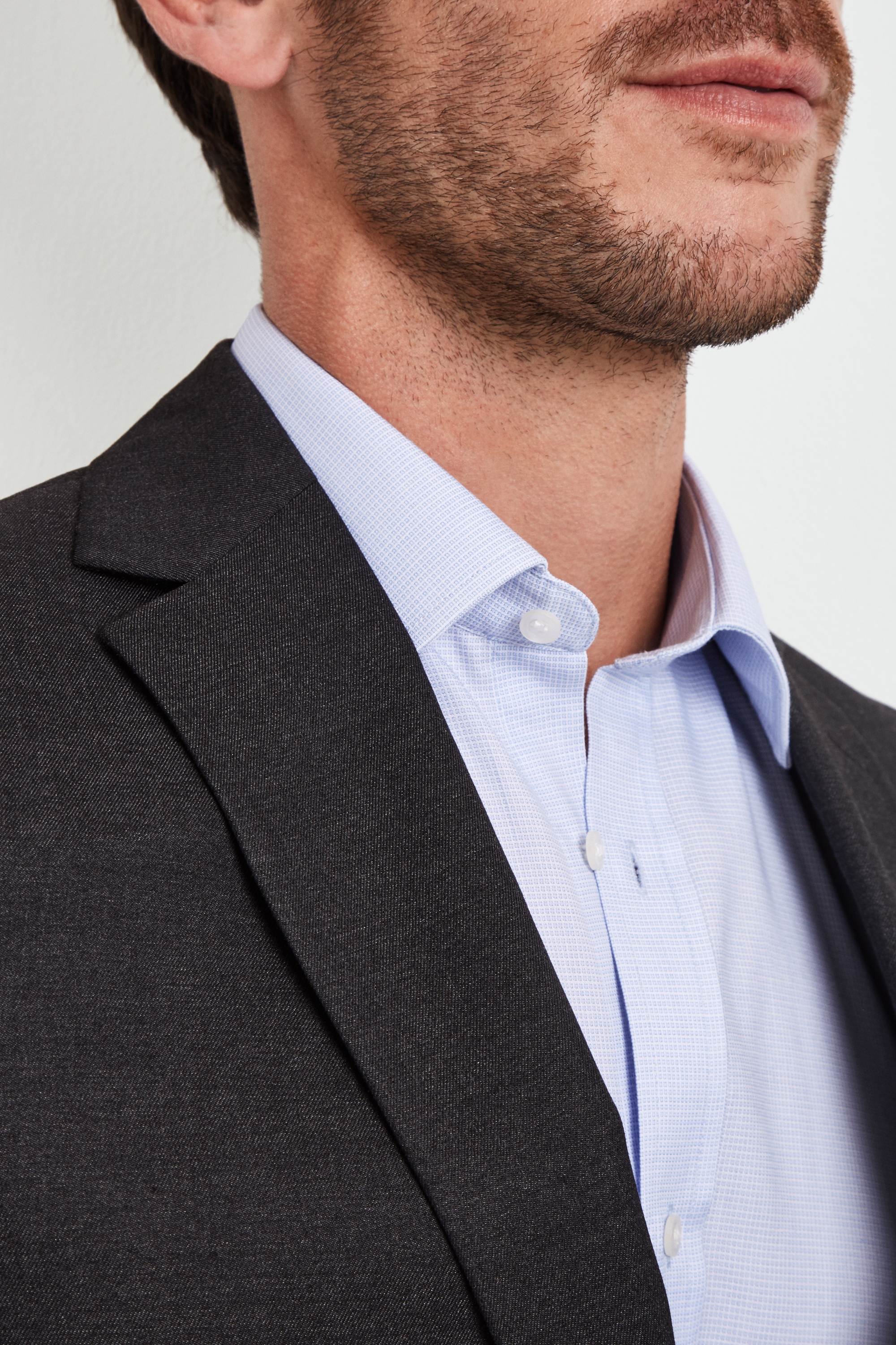Moss Esq. Regular Fit Plain Charcoal Notch Lapel Jacket
